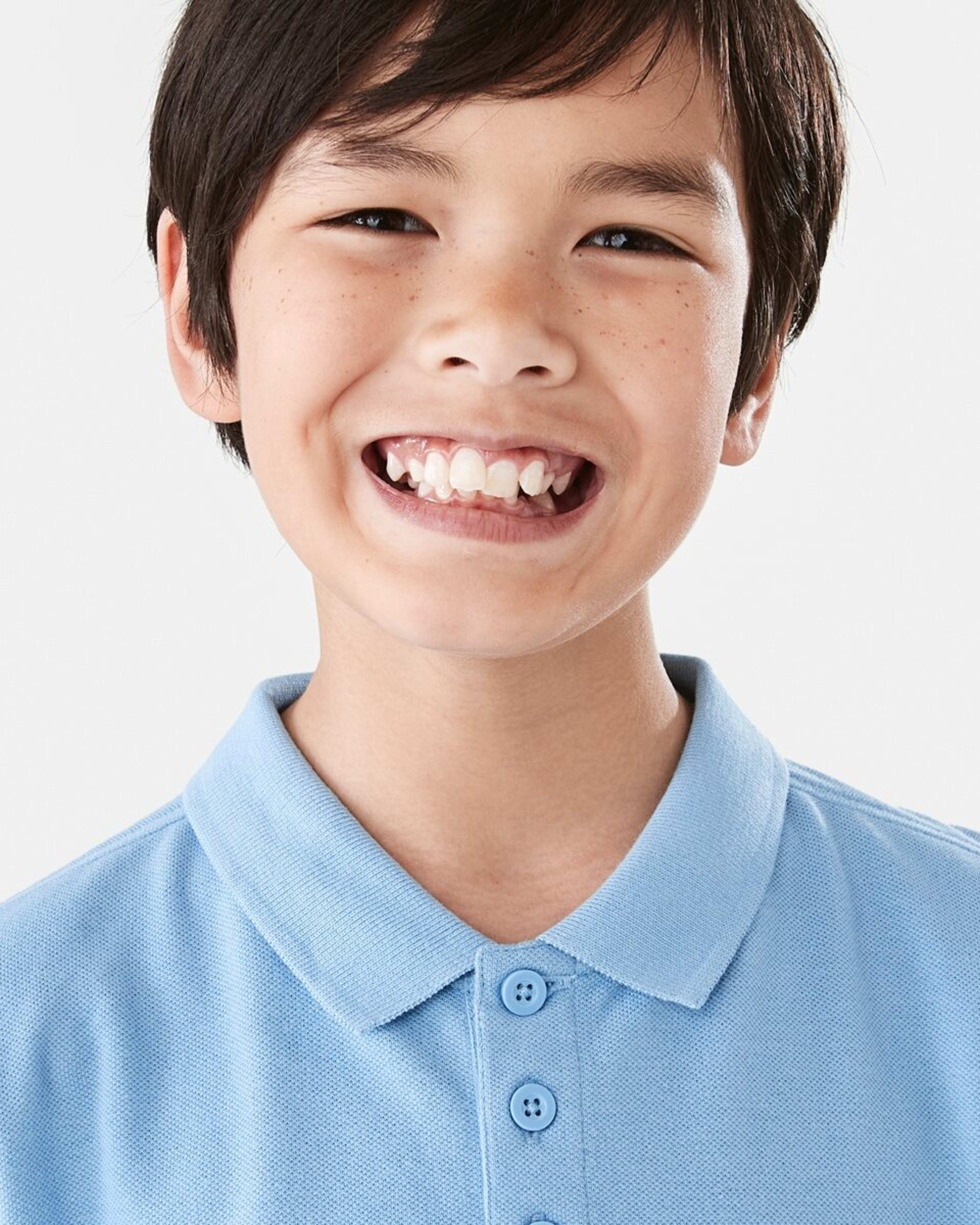3 School Cotton Polo Shirt Mid Blue, 3 of 8