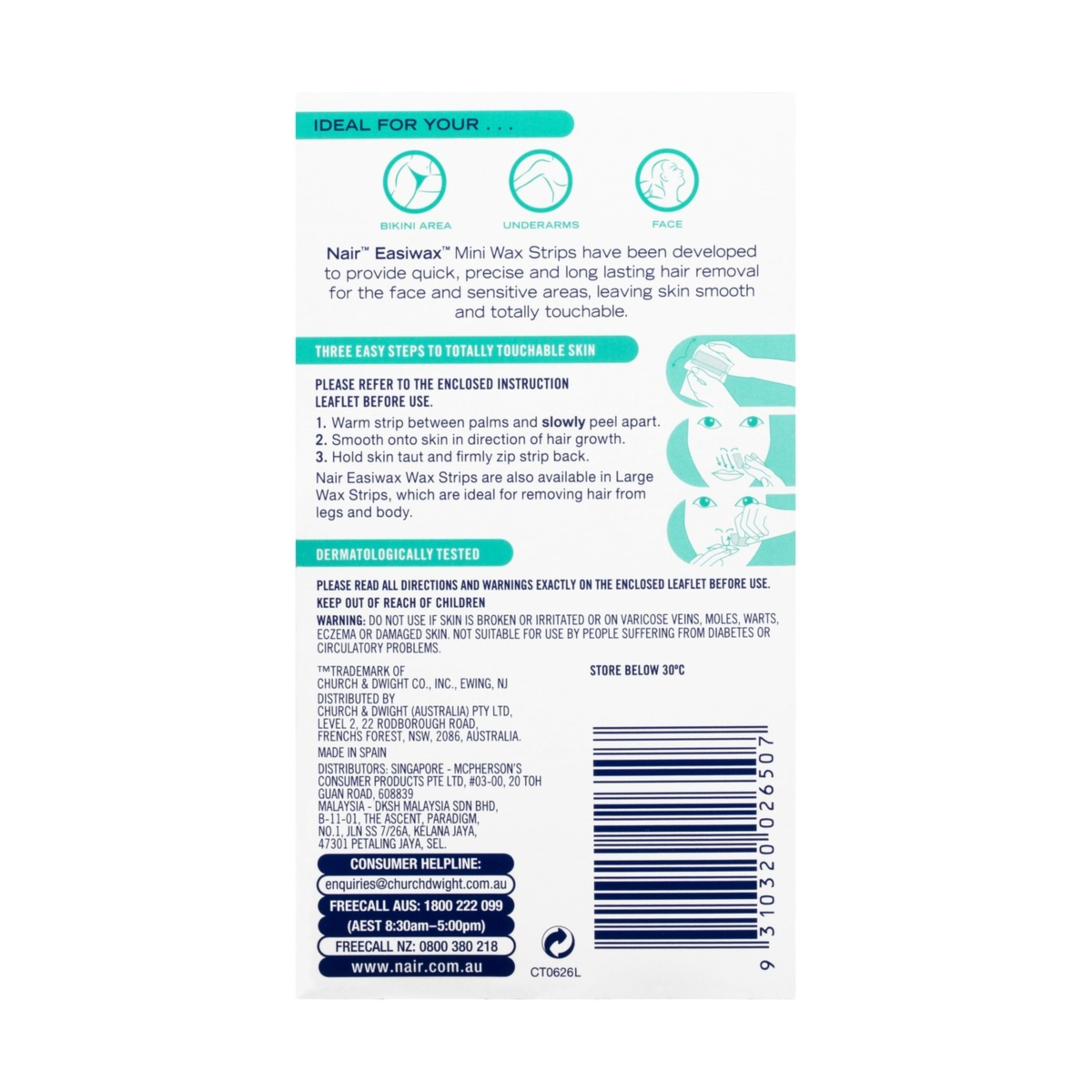 Nair 20 Pack Easiwax Mini Wax Strips Kmart