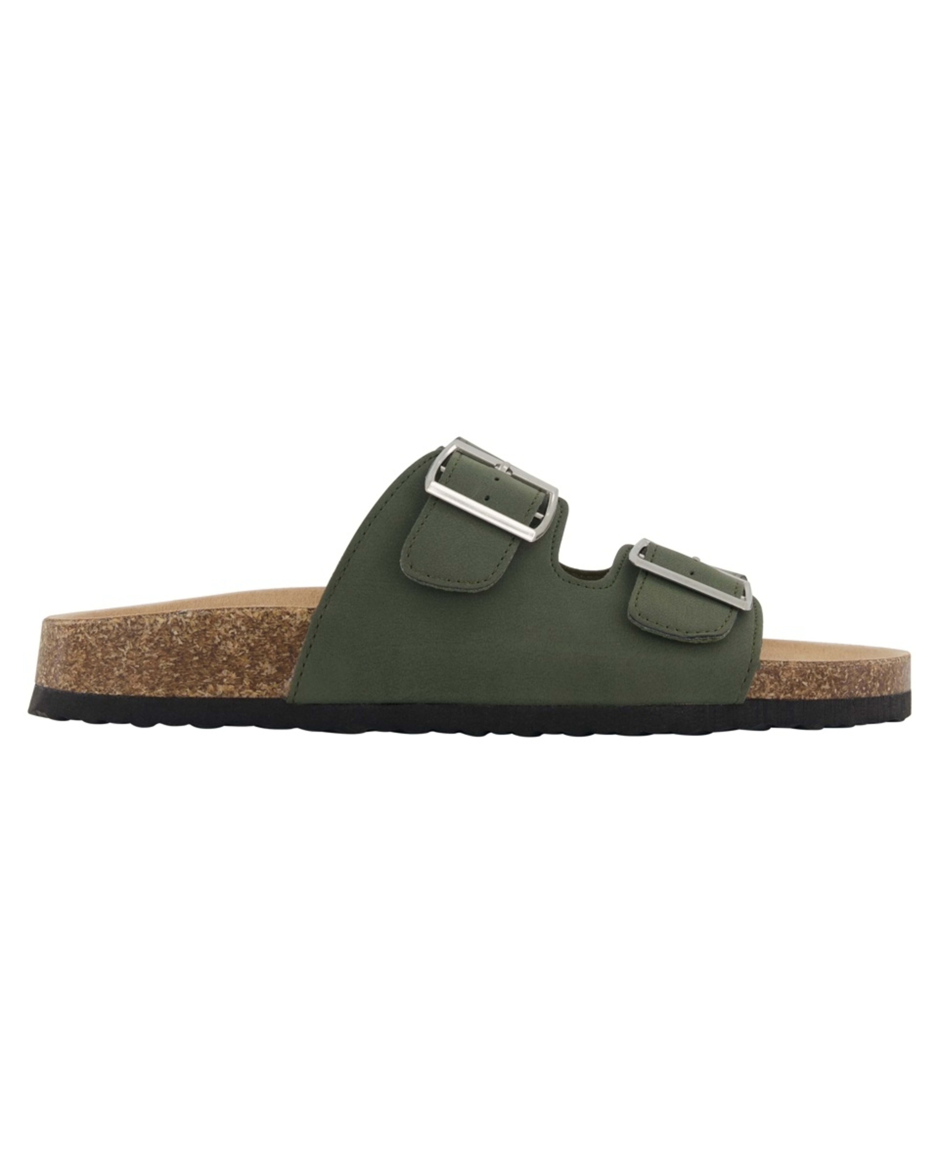 1 Two Band Buckle Footbed Slides Grn Beetle, 1 of 3