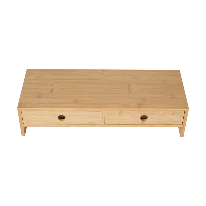 Bamboo Monitor Stand with Drawers Kmart