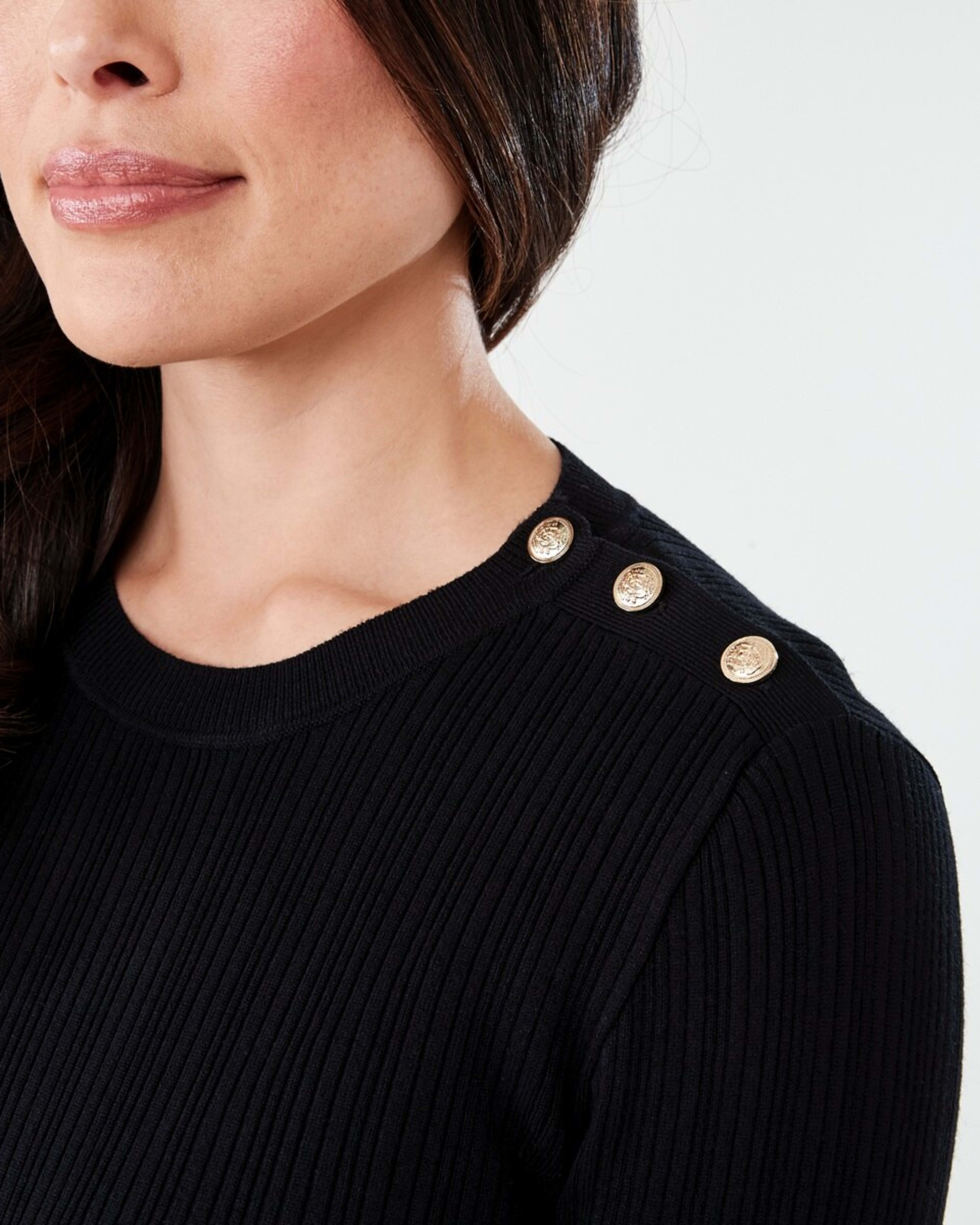 5 Long Sleeve Button Detail Top Black, 5 of 5