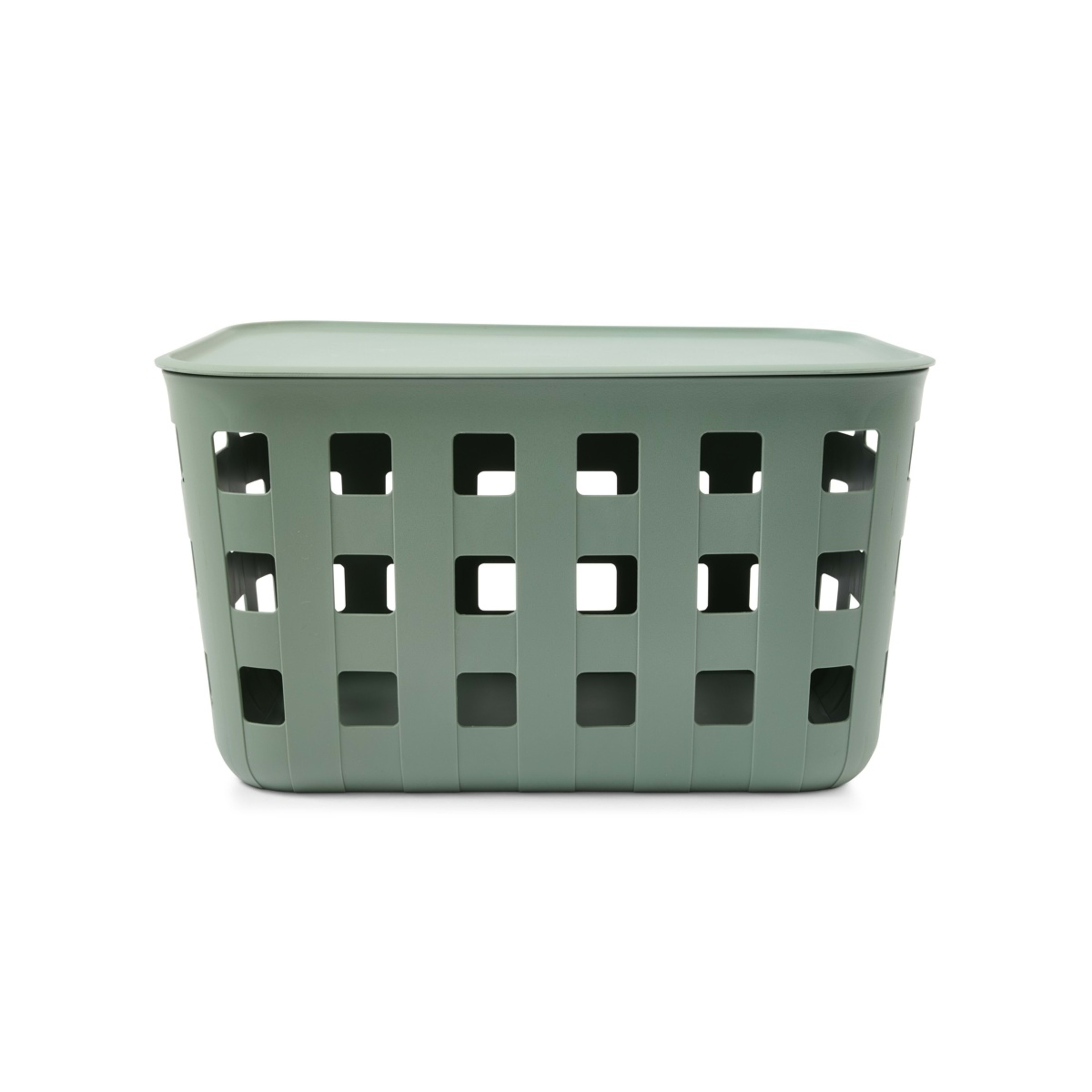 3 18L Rectangle Trellis Basket with Lid - Green, 3 of 9