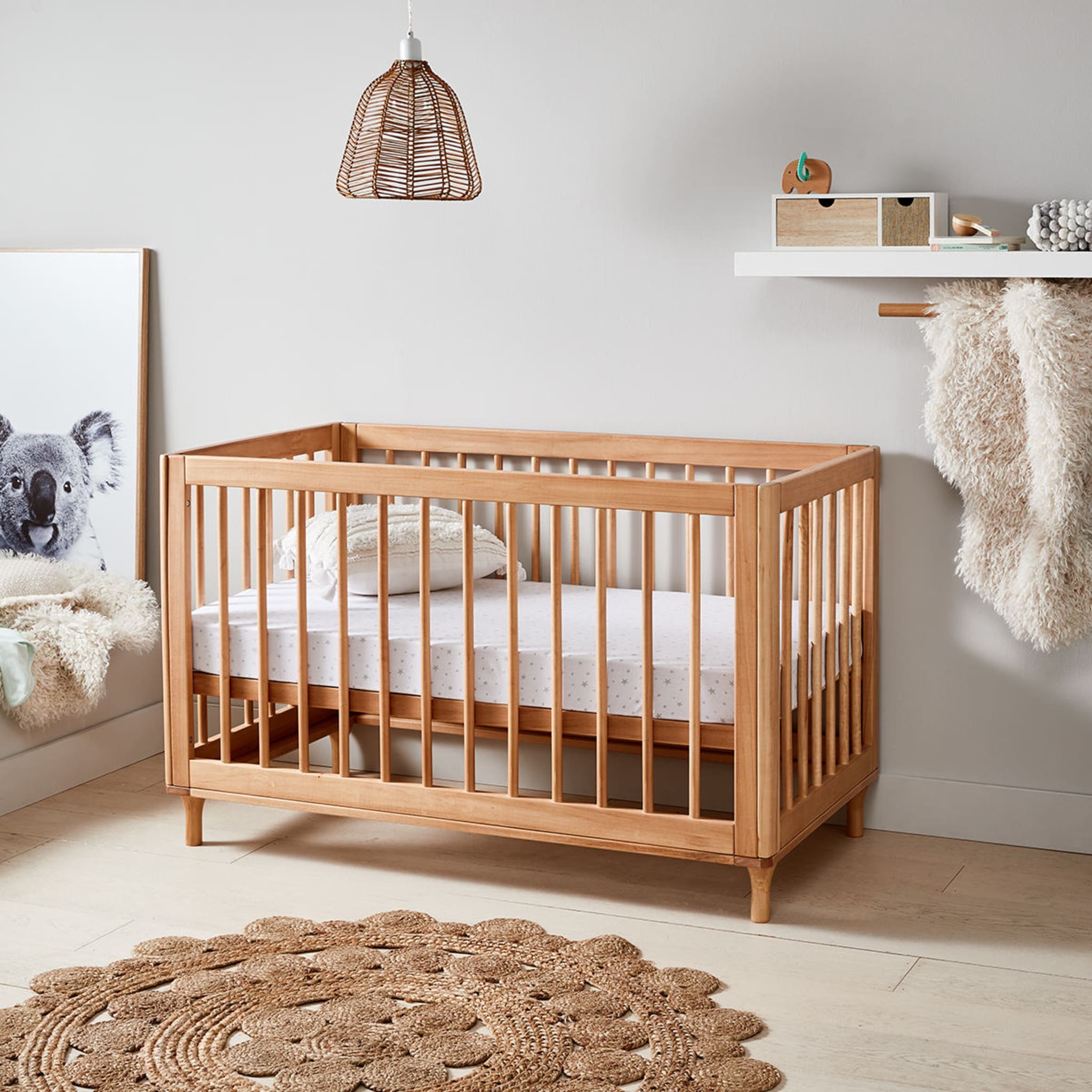 Wooden Cot in Oak Colour Kmart