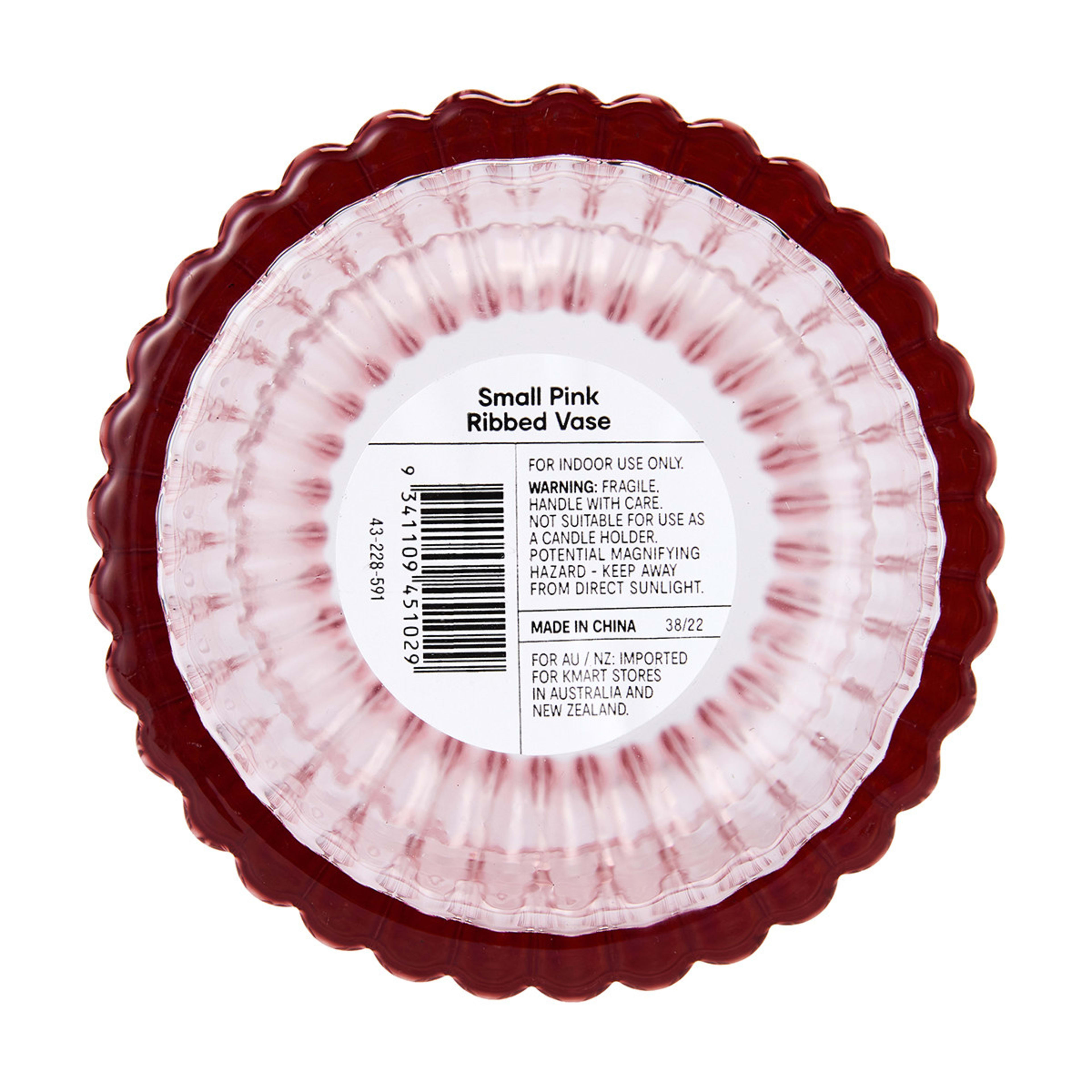 Small Pink Ribbed Vase Kmart