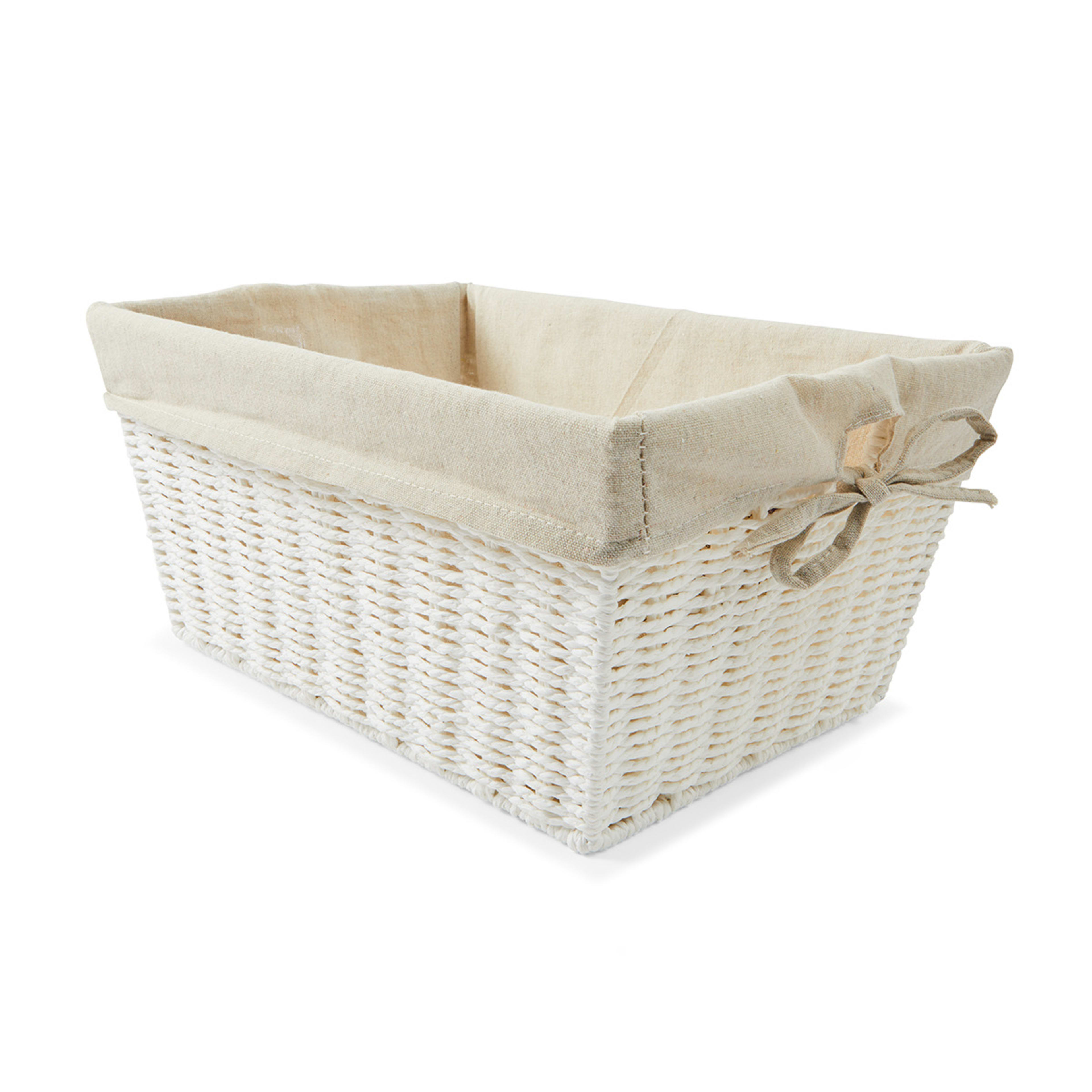 1 Square Paper Rope Basket with Liner - White, 1 of 8