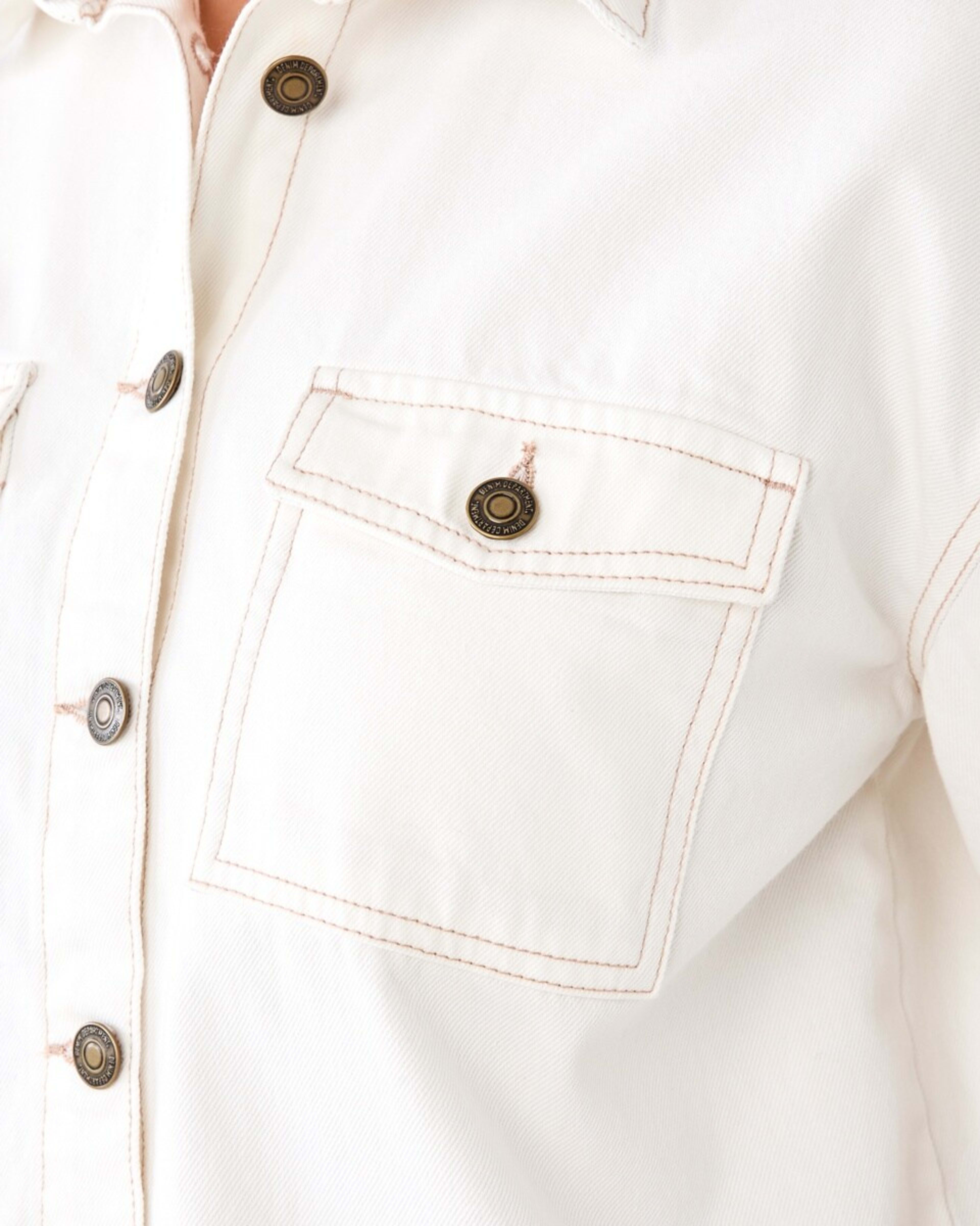 6 Short Sleeve Denim Cropped Shirt ECRU DENIM, 6 of 6