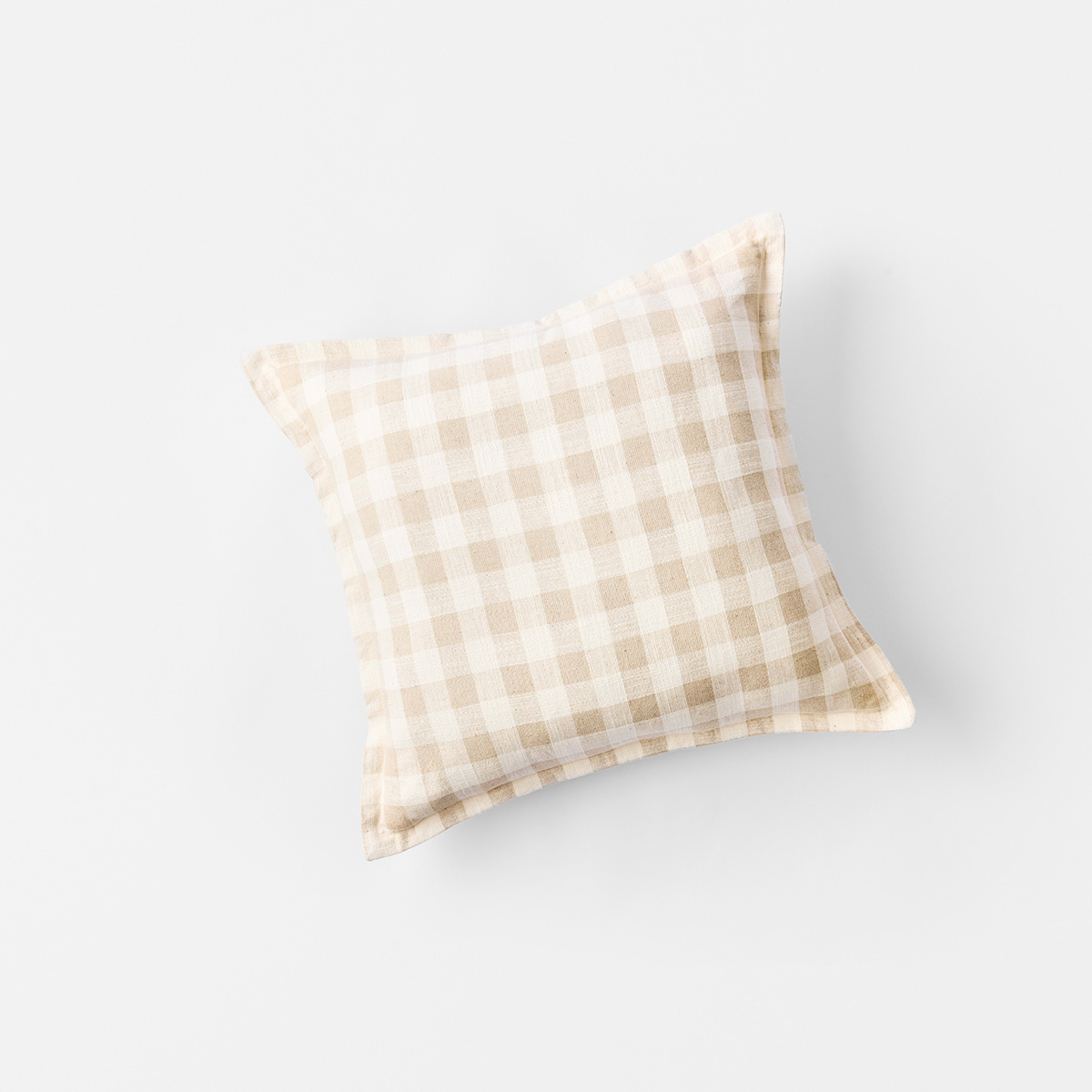 5 50cm Gingham Cushion - Natural, 5 of 5