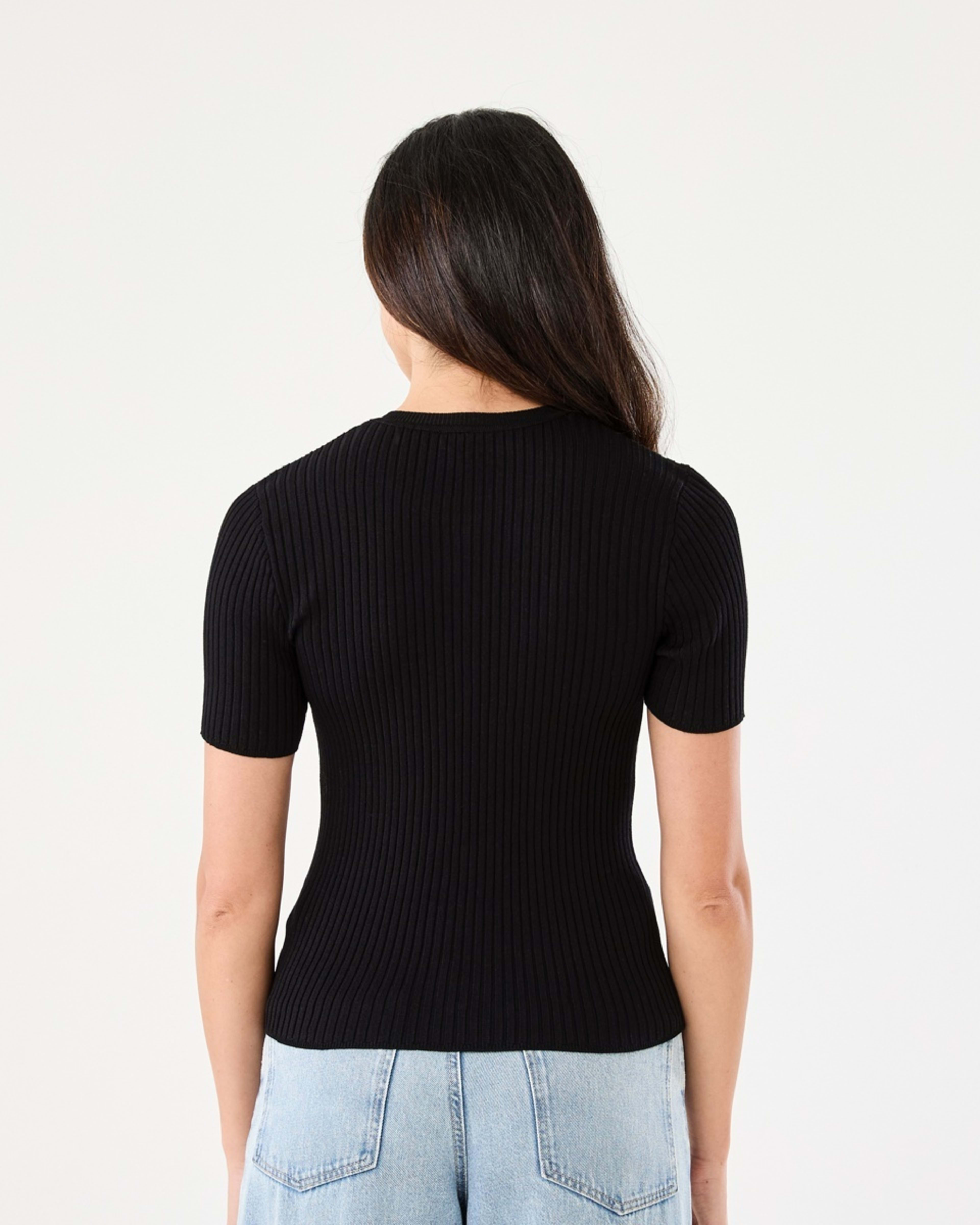 3 Short Sleeve Crew Neck Trim Top Black, 3 of 6