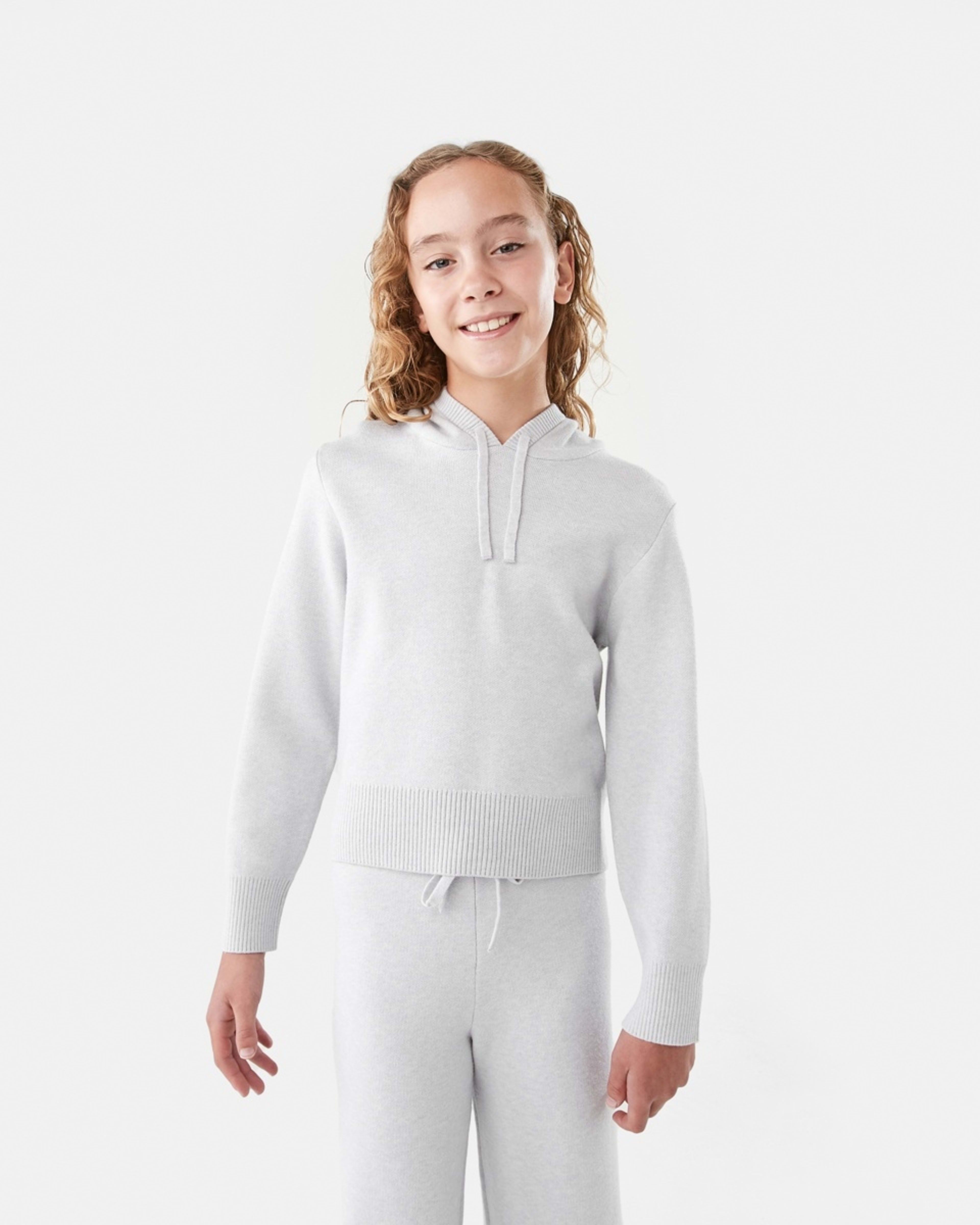 1 Bonded Knit Hoodie Light Grey Marle, 1 of 10