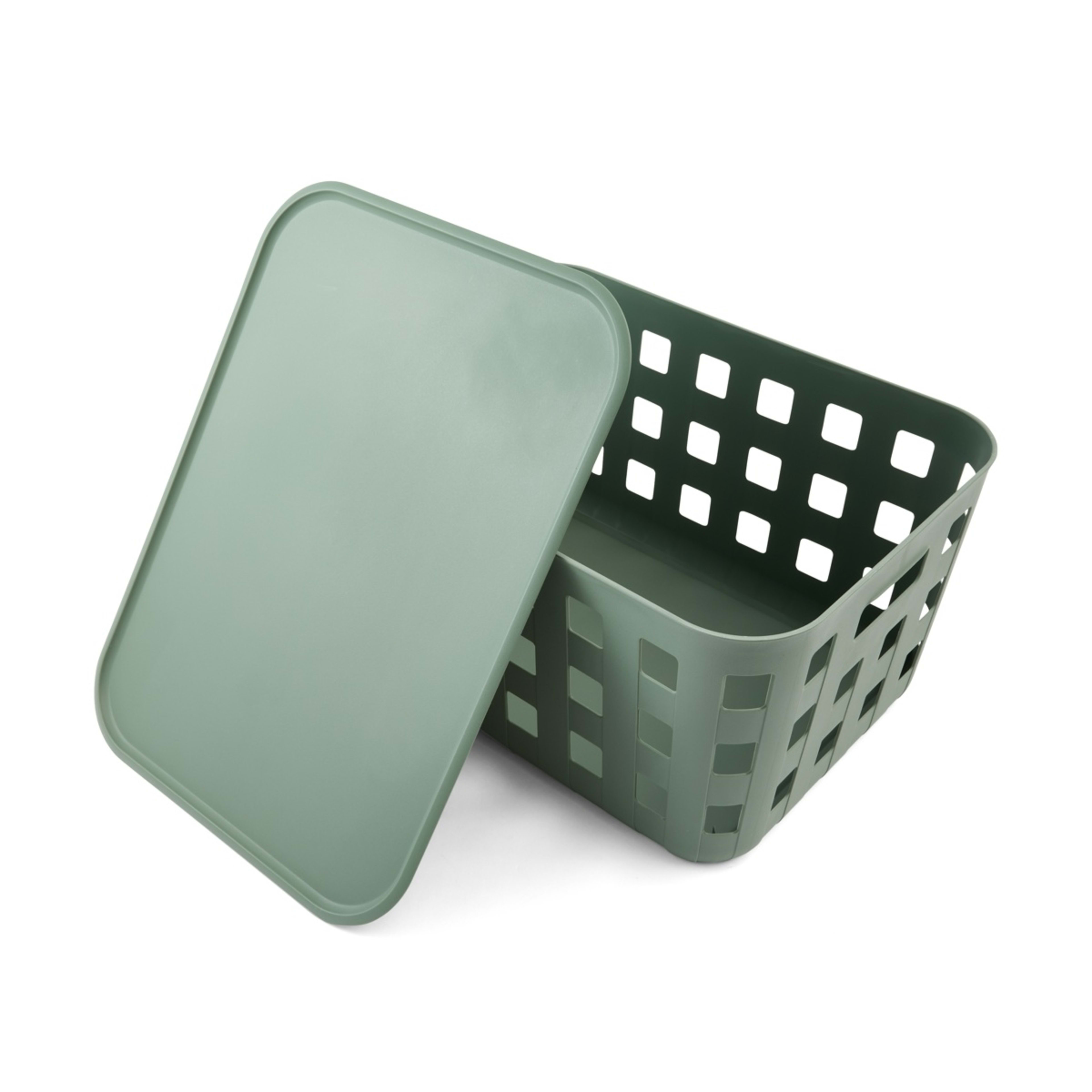 5 28L Rectangle Trellis Basket with Lid - Green, 5 of 9