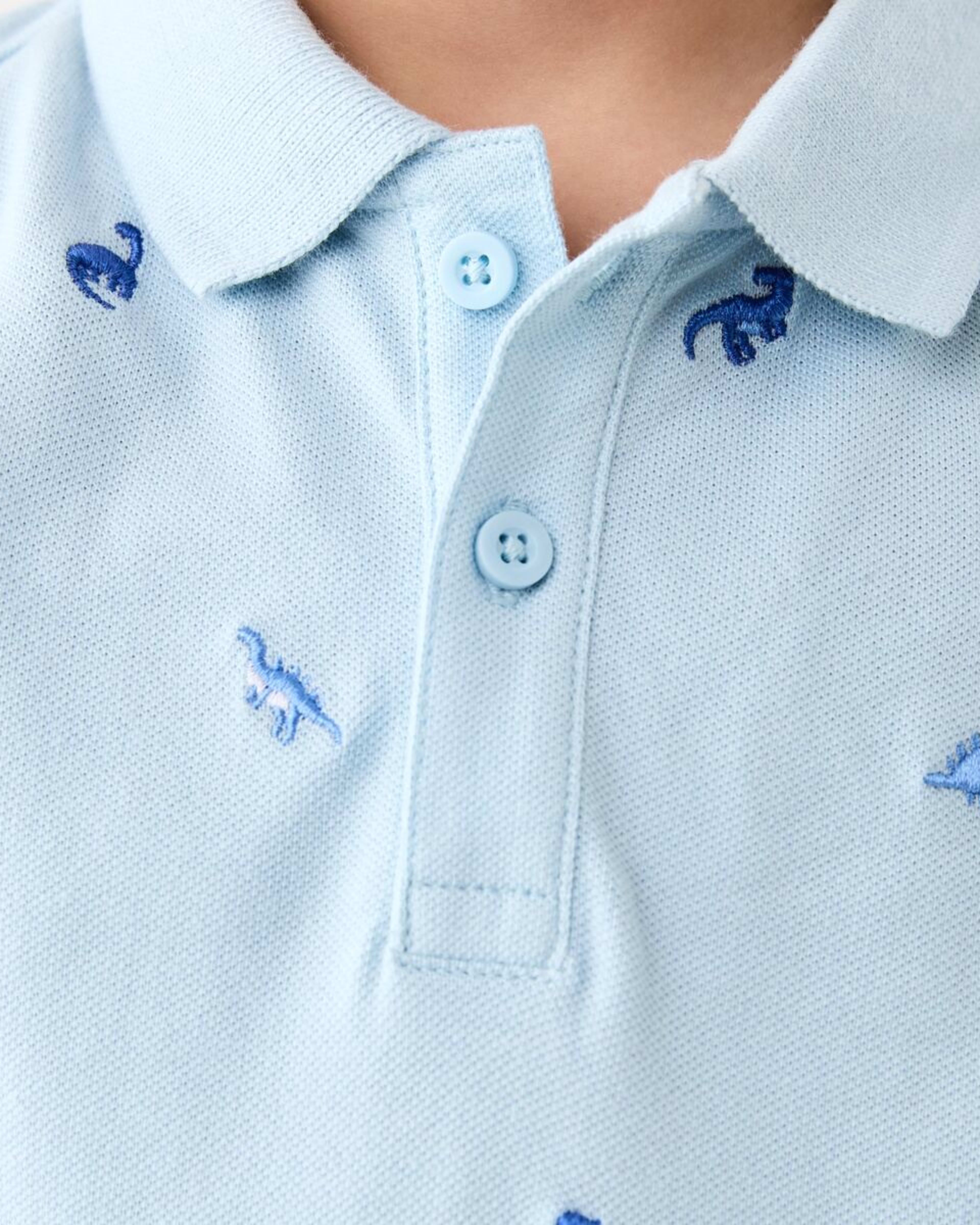 4 Embroidery Polo T-shirt MINI DINO BLUE, 4 of 6