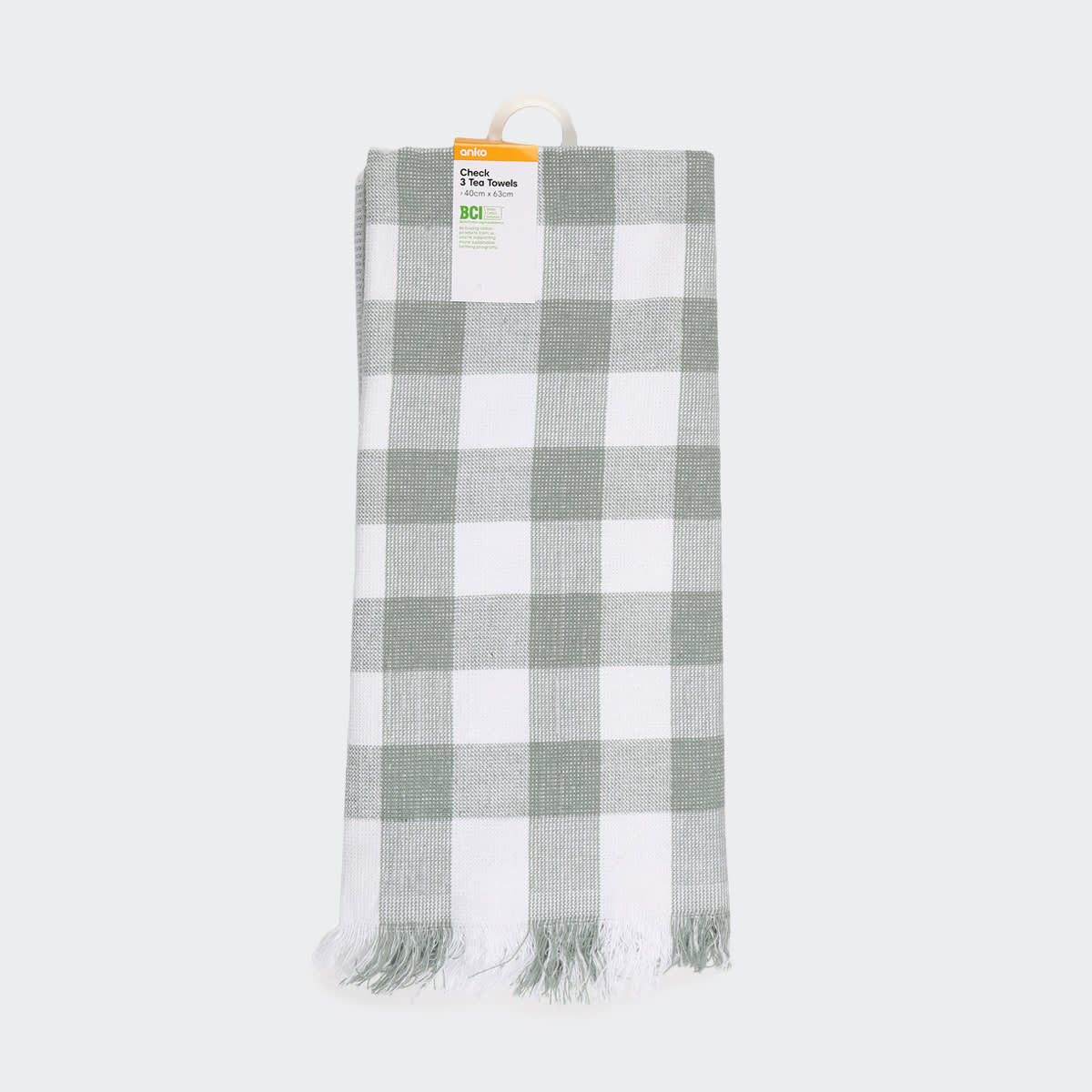 3 Pack Sage Green Check Tea Towels Kmart