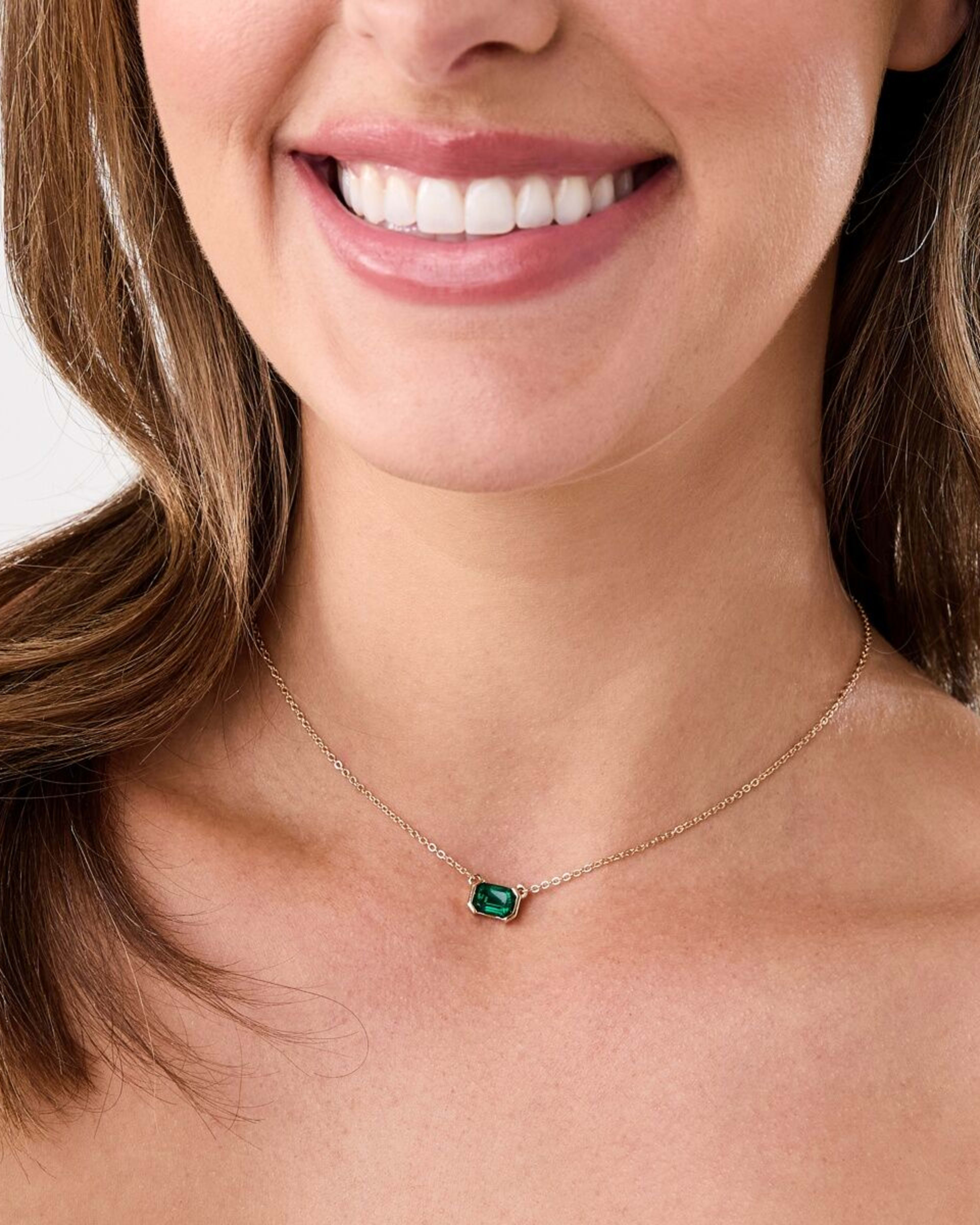 3 Stone Pendant Necklace - Gold Tone and Green GOLD METAL, 3 of 4