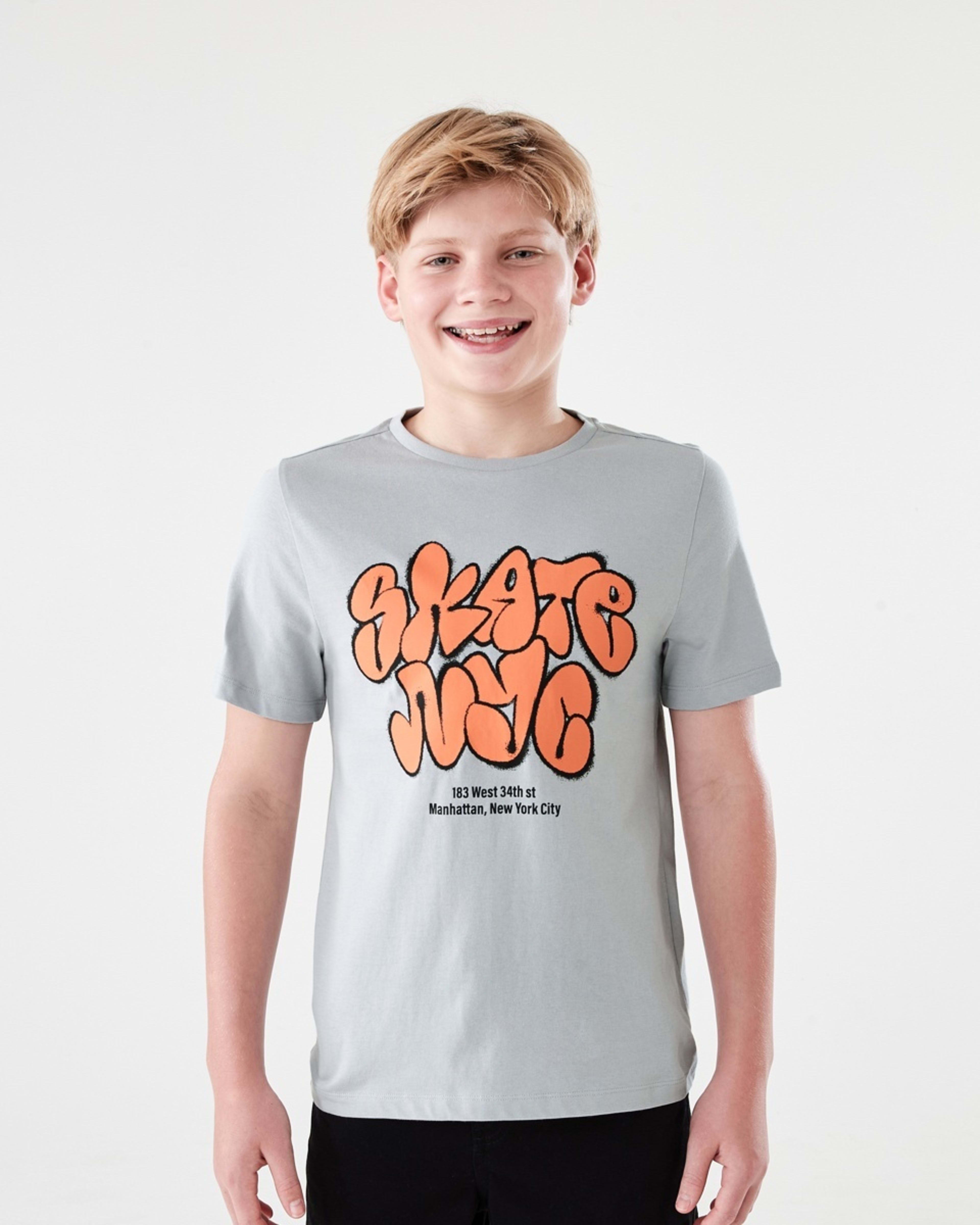 1 Short Sleeve Print T-shirt SKATE NYC GRAFFITI ICE GRAY, 1 of 6