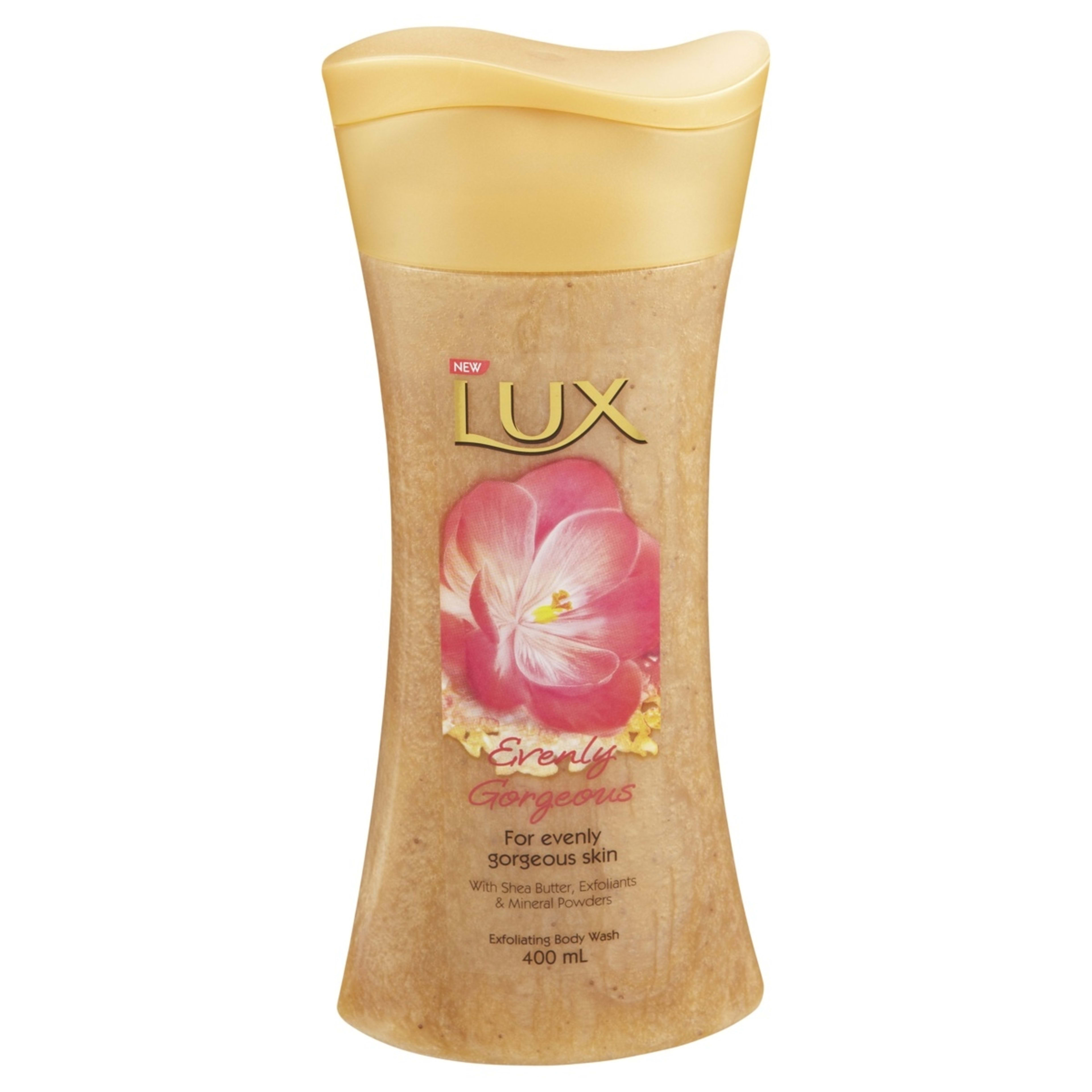 1 LUX Evenly Gorgeous Exfoliating Body Wash 400ml - Shea Butter, Exfoliants & Mineral Powders