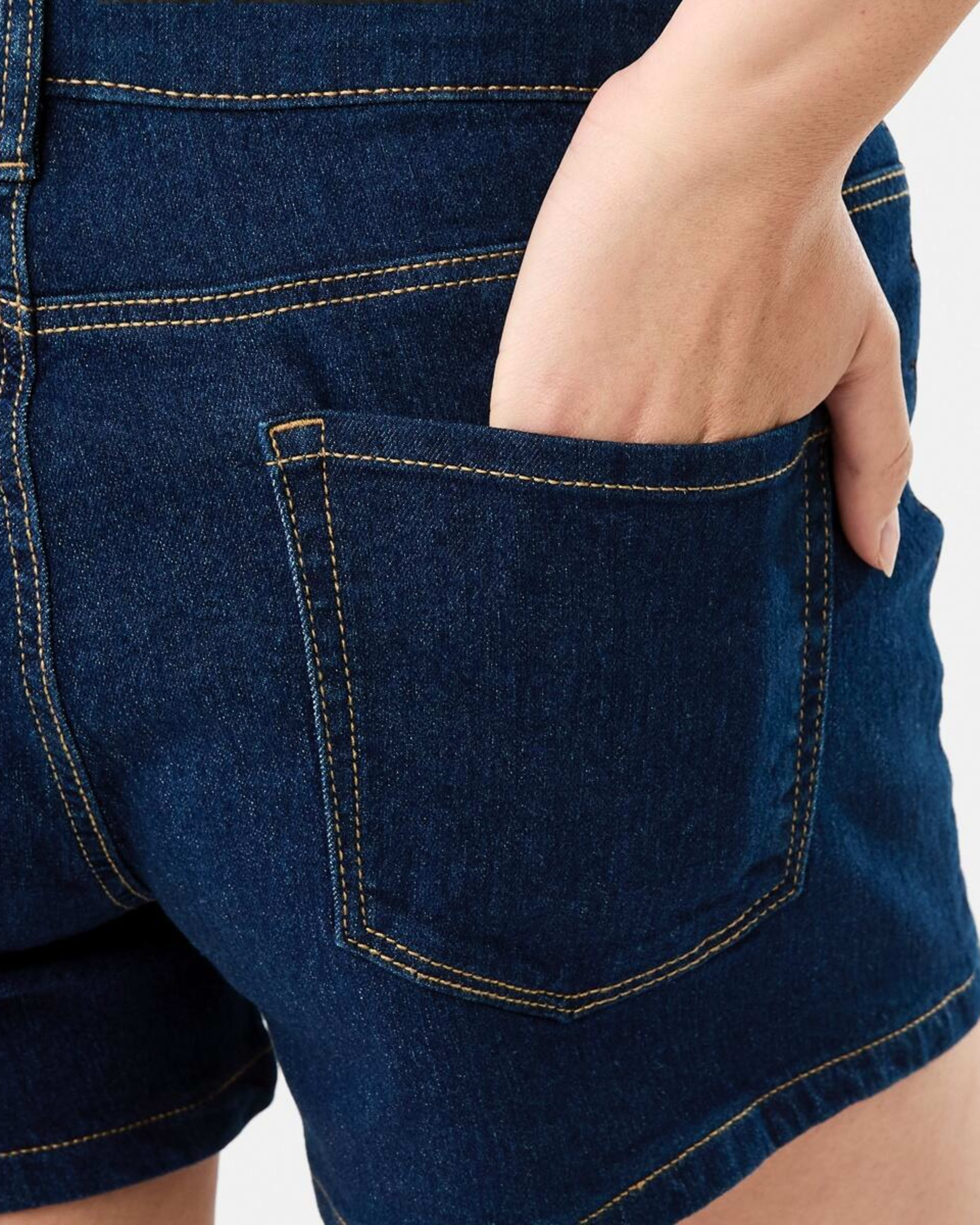 7 Mid Rise Denim Shorts INDIGO WASH, 7 of 8