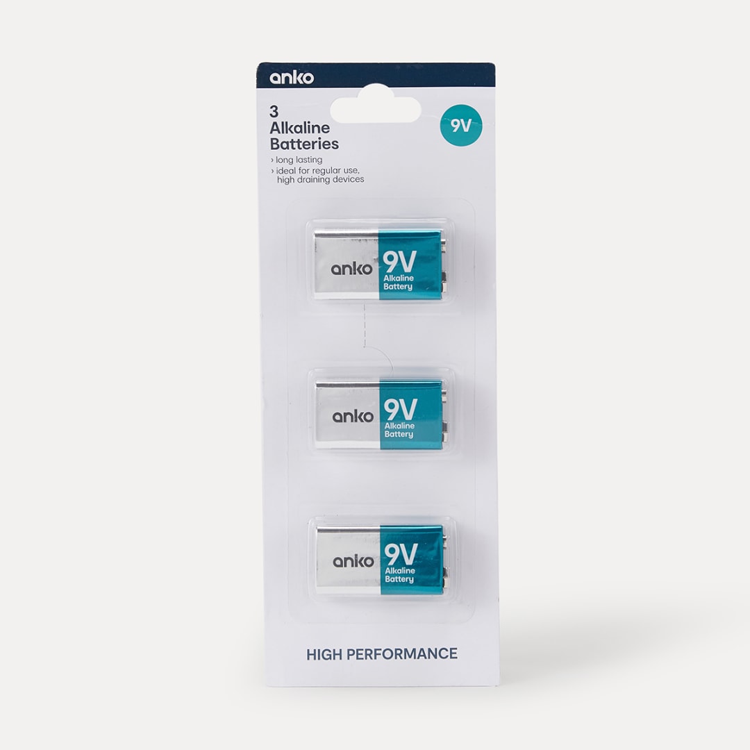 3 Pack 9V Alkaline Batteries Kmart