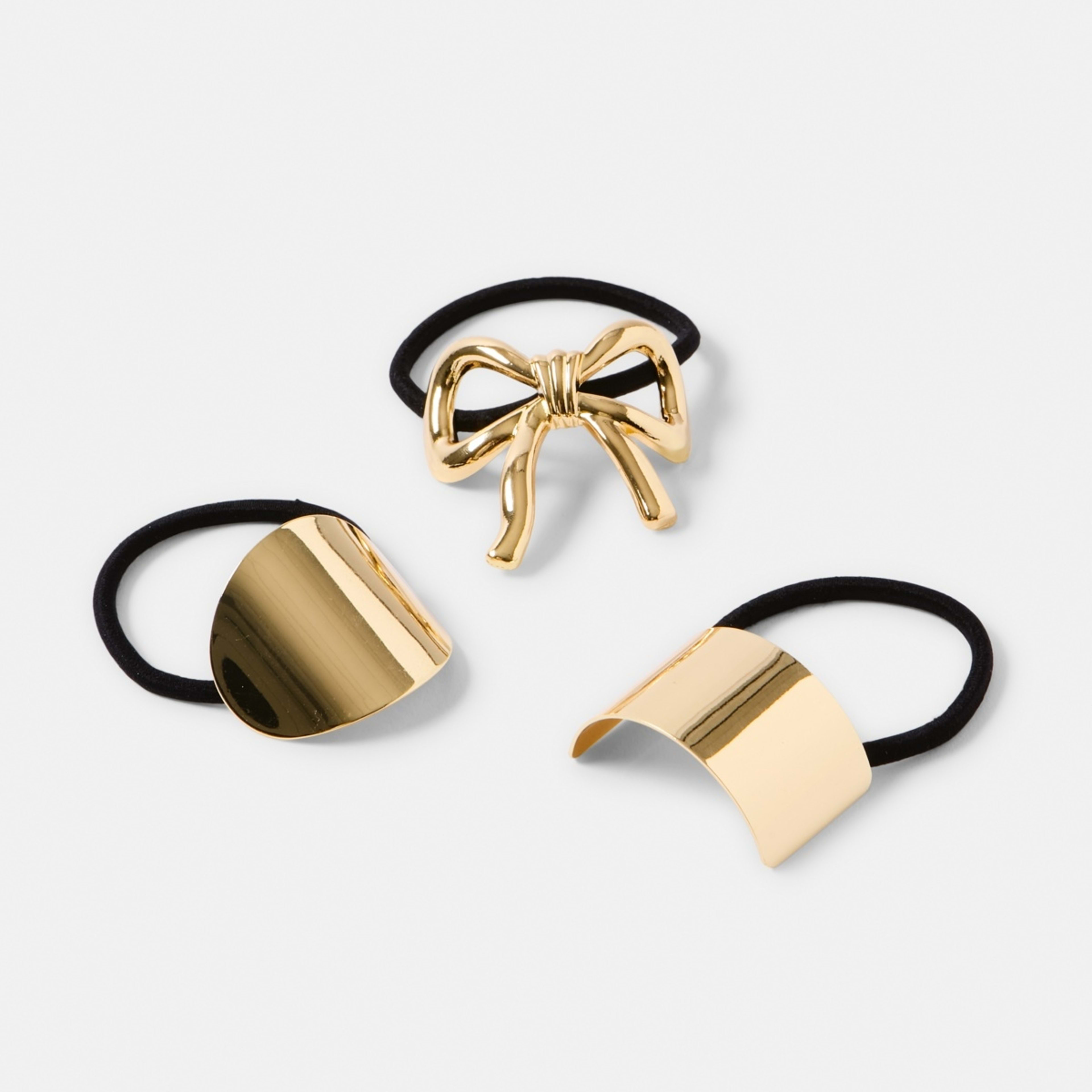 2 3 Pack Metal Hair Ties - Gold Tone and Black, 2 of 5