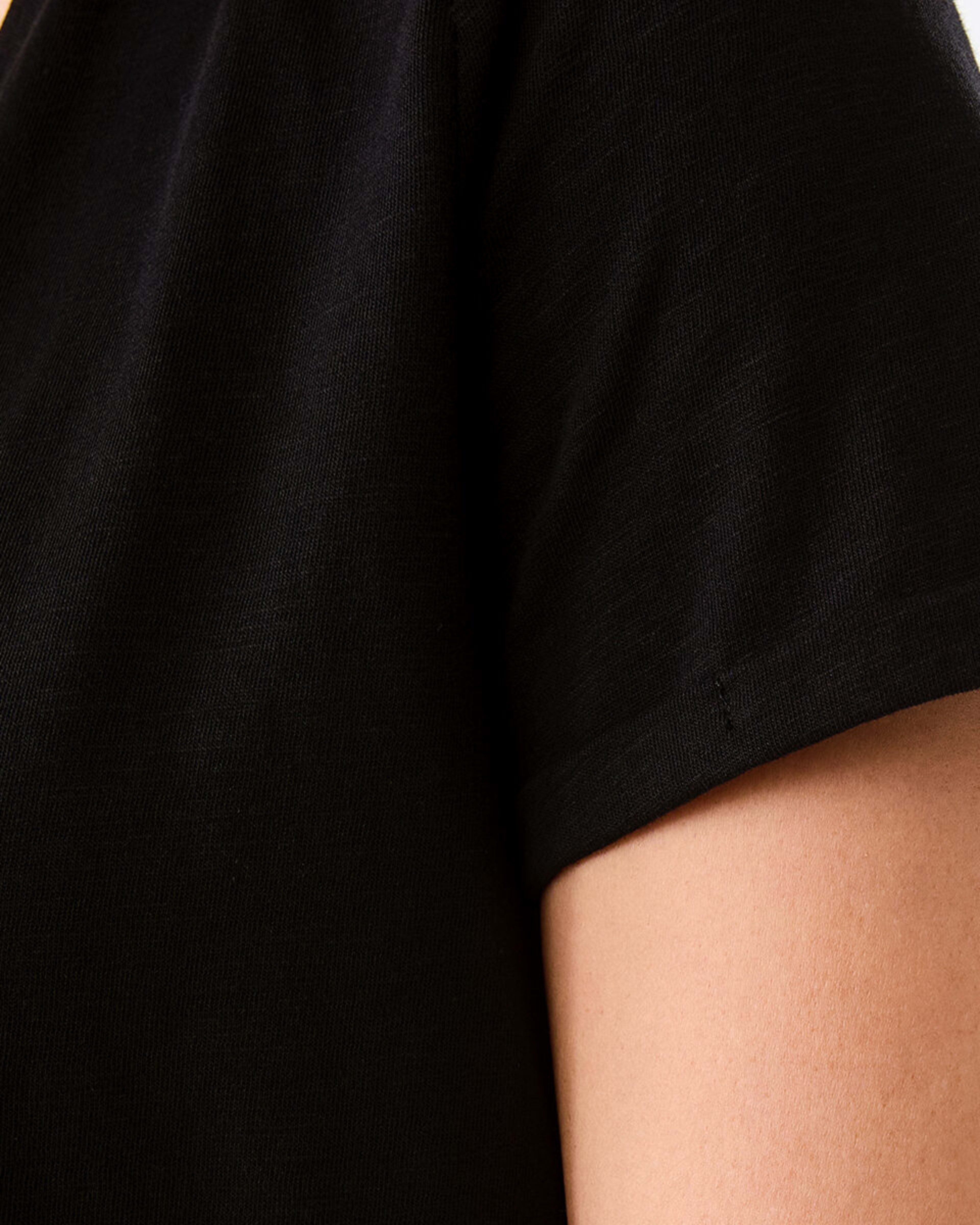 5 Short Sleeve Slub V-neck T-shirt Black, 5 of 5