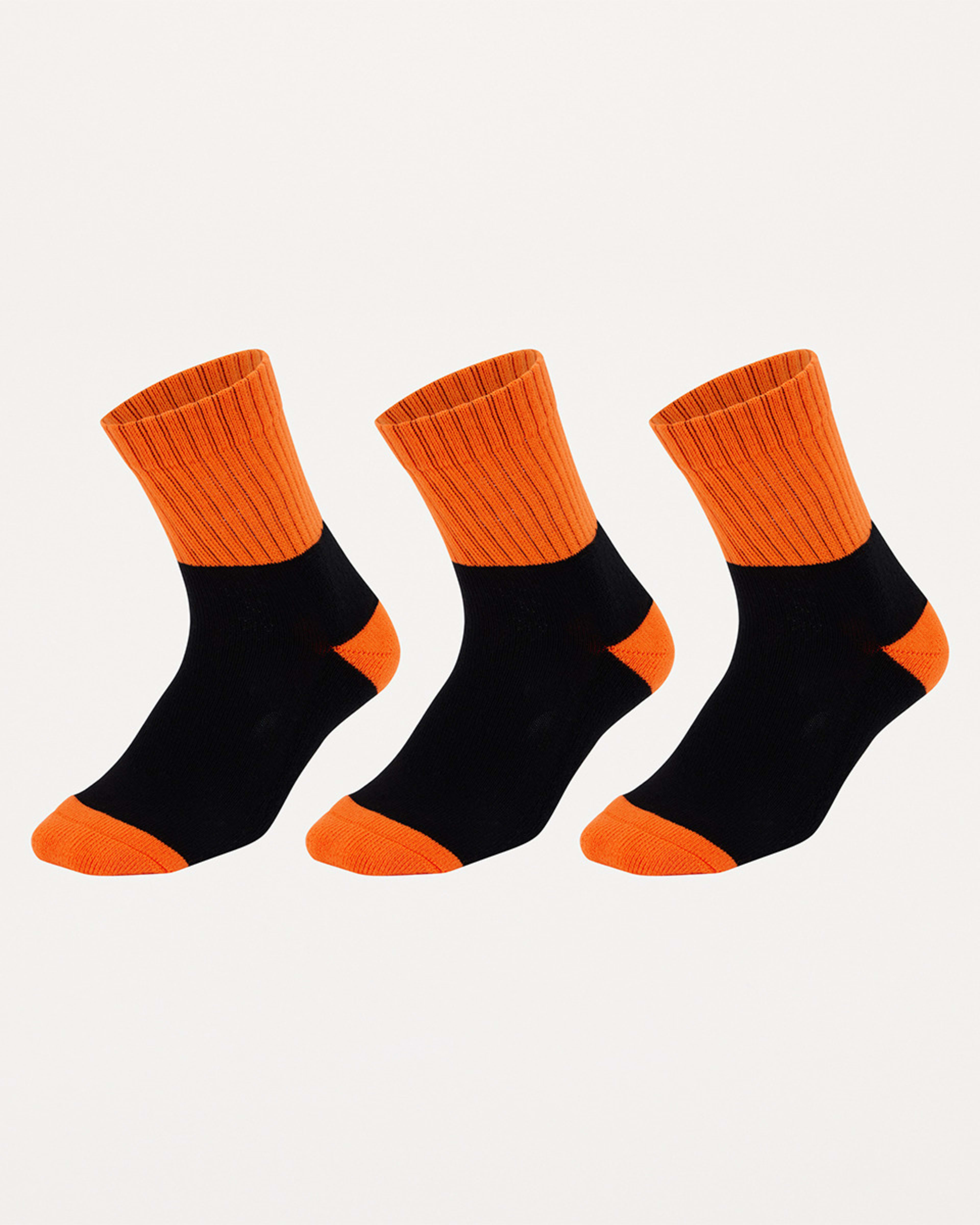1 3 Pack Quarter Crew Work Socks Black Orange Top, 1 of 3