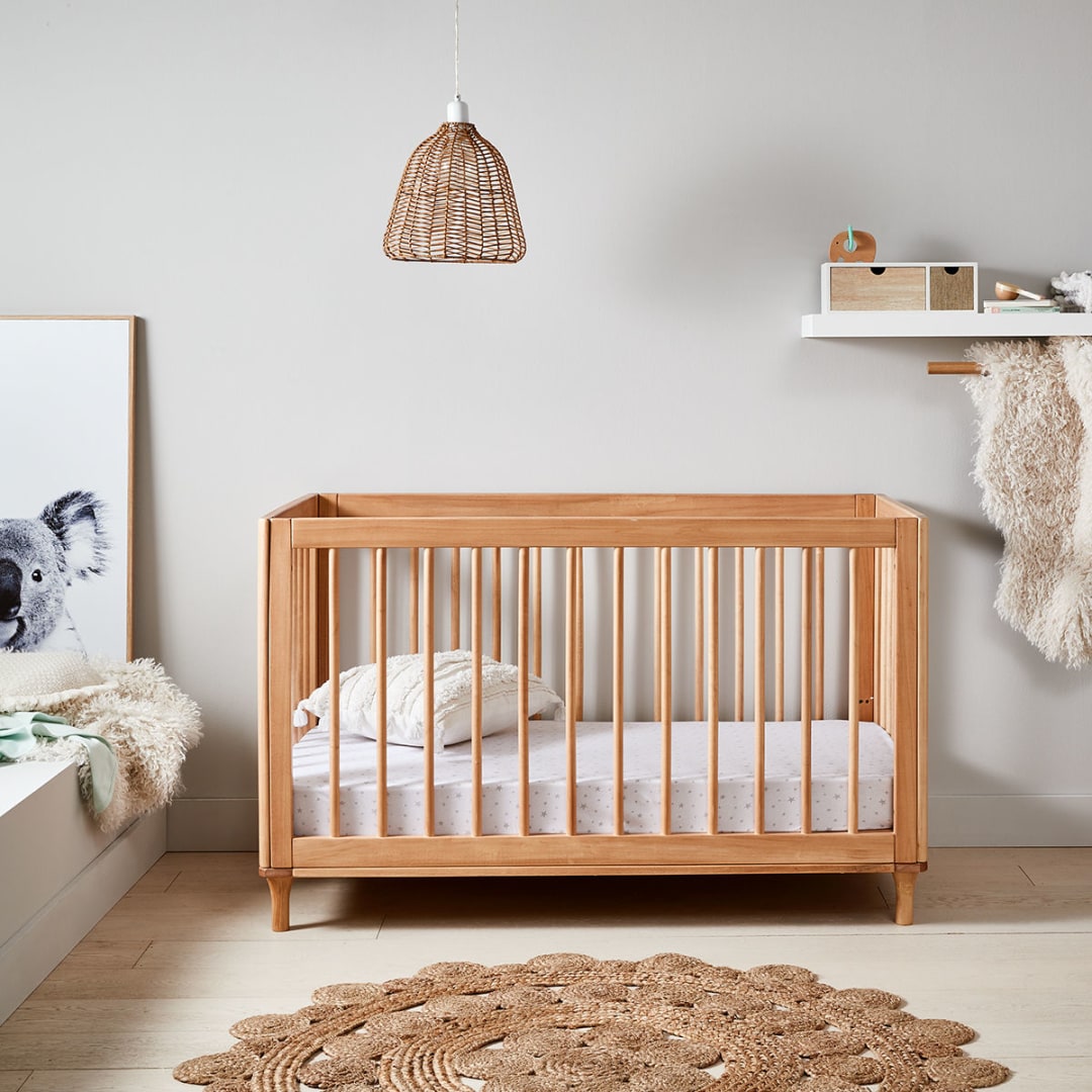 Wooden Cot in Oak Colour Kmart