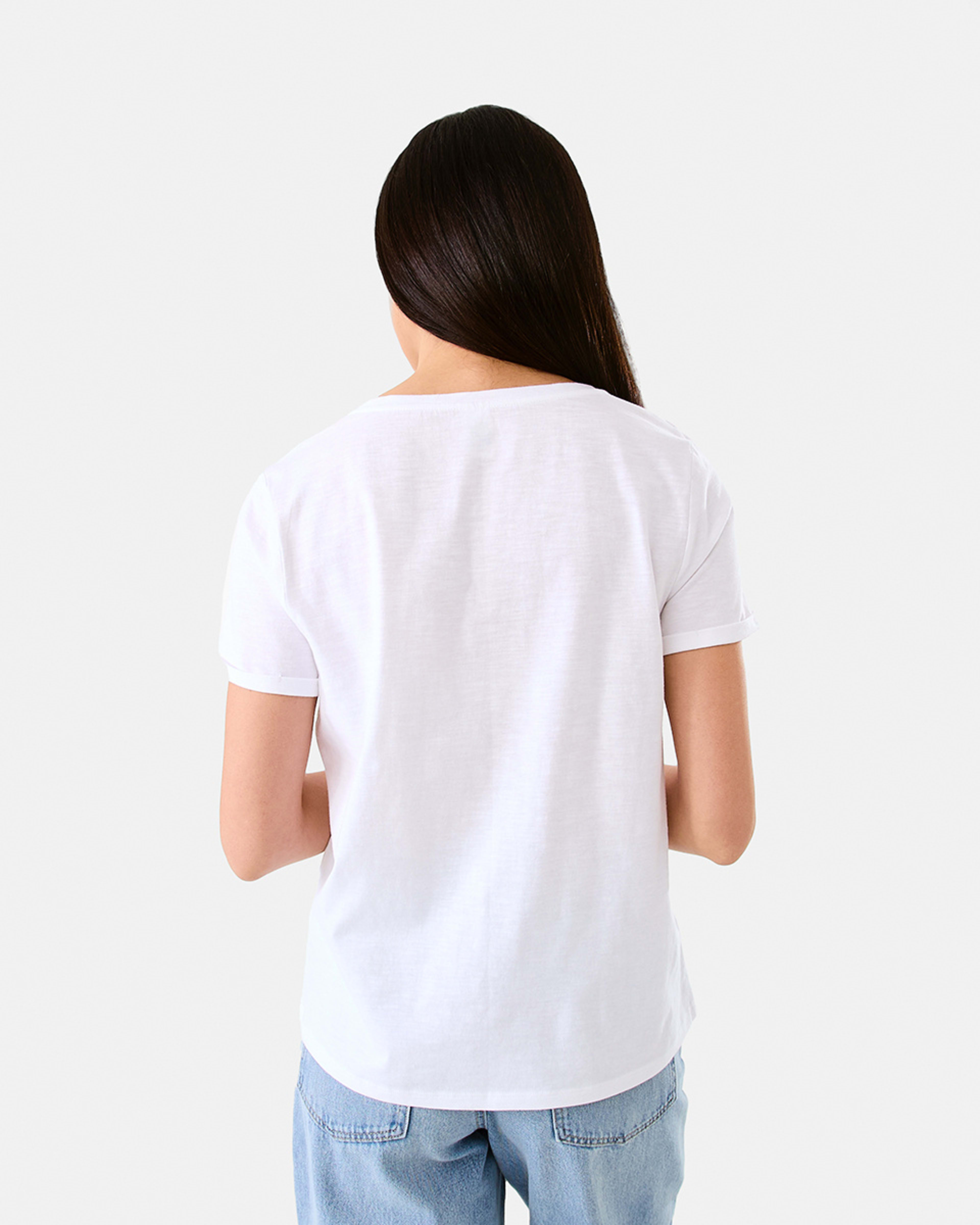 3 Short Sleeve Slub V-neck T-shirt White, 3 of 5