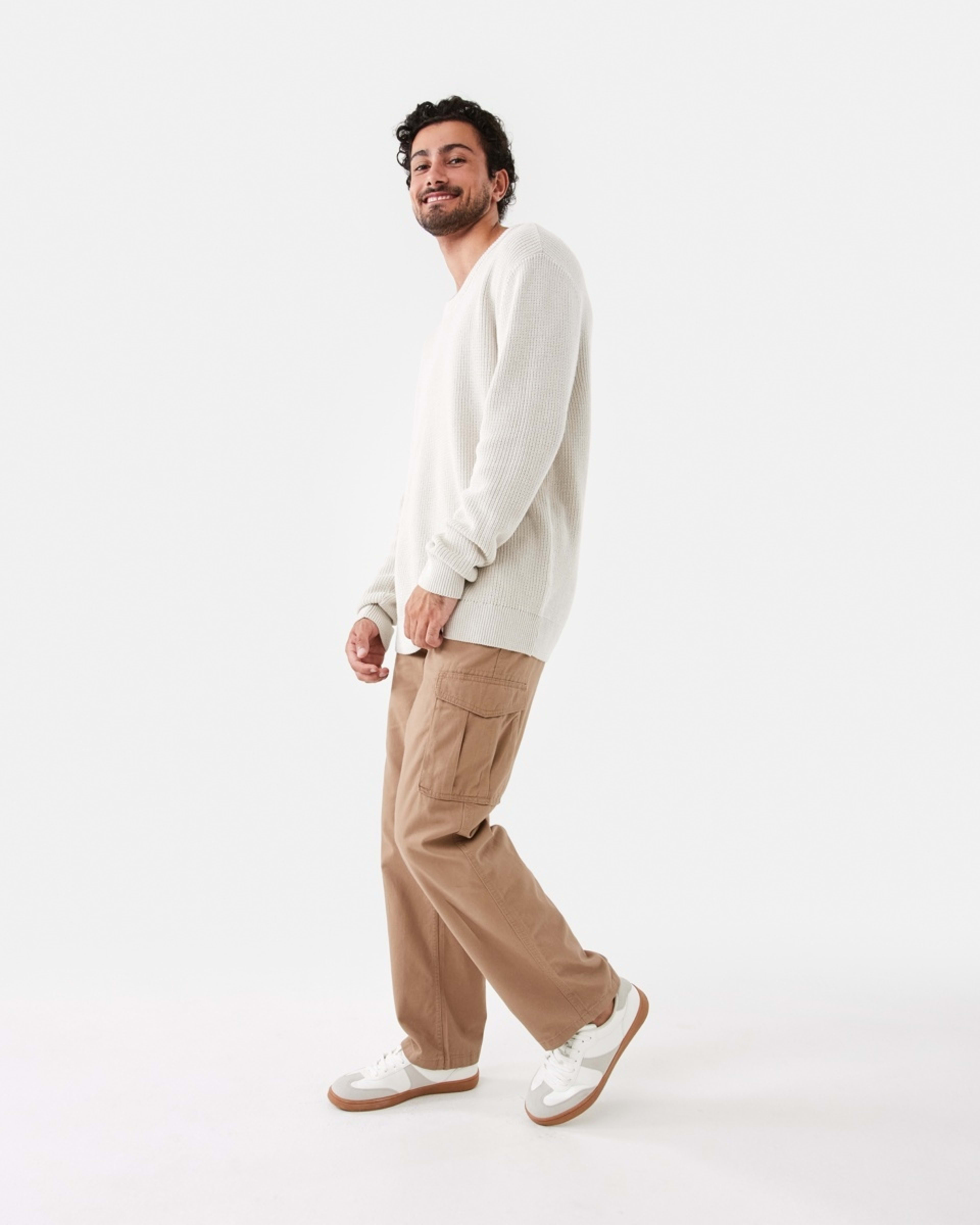 3 Textured Crew Knit Jumper Bge Dune, 3 of 6