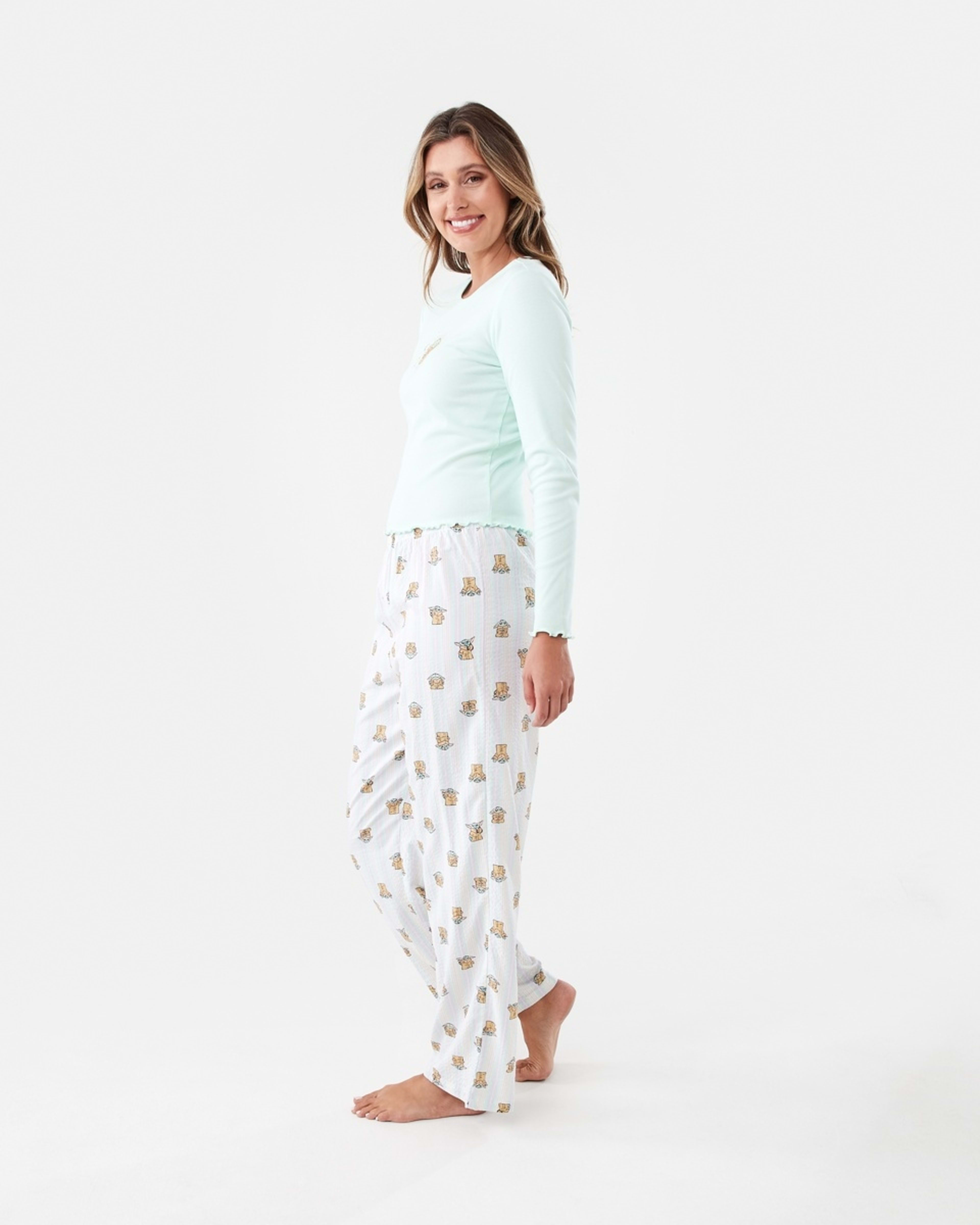 2 Star Wars Grogu License Long Sleeve Knit Top and Woven Pants Pyjama Set Grogu Stri, 2 of 6