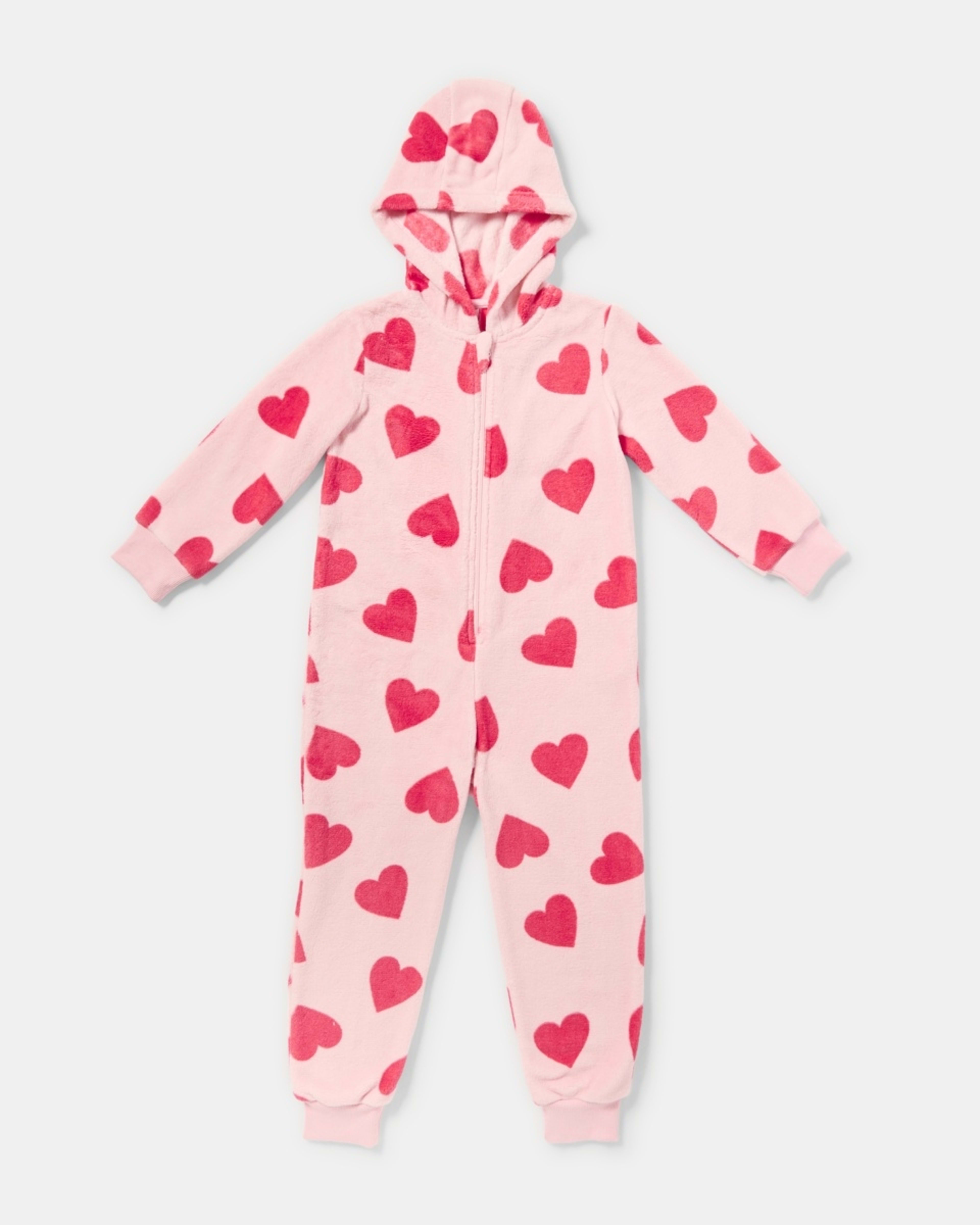 5 Novelty Fluffy All-In-One Sleepsuit Hearts Pearl Pink, 5 of 8