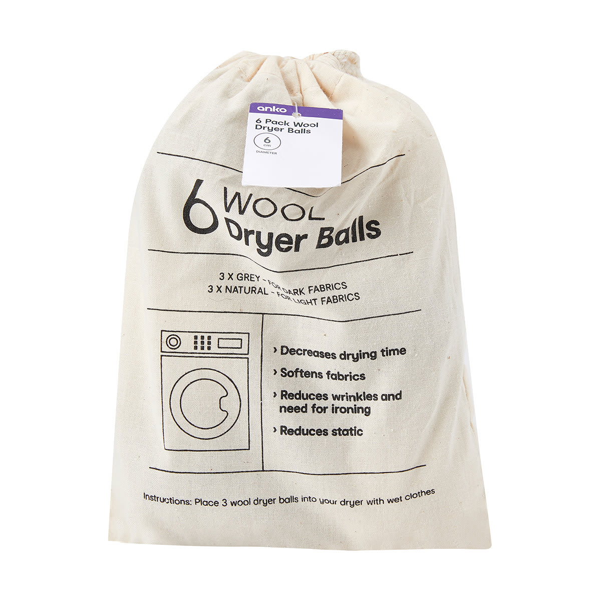 6 Pack Wool Dryer Balls Kmart