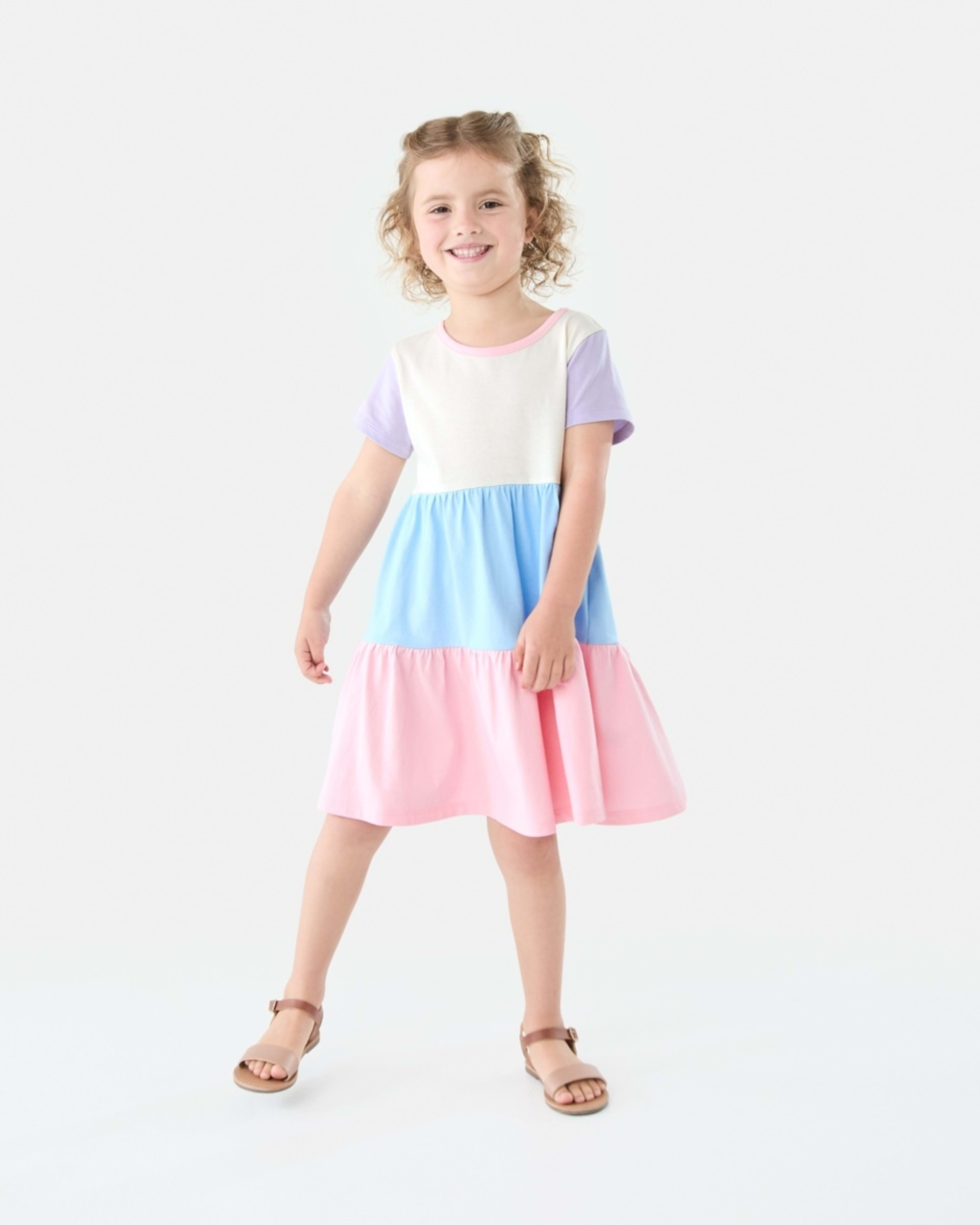 7 Short Sleeve Colour Block Jersey Dress Col Block, 7 of 10