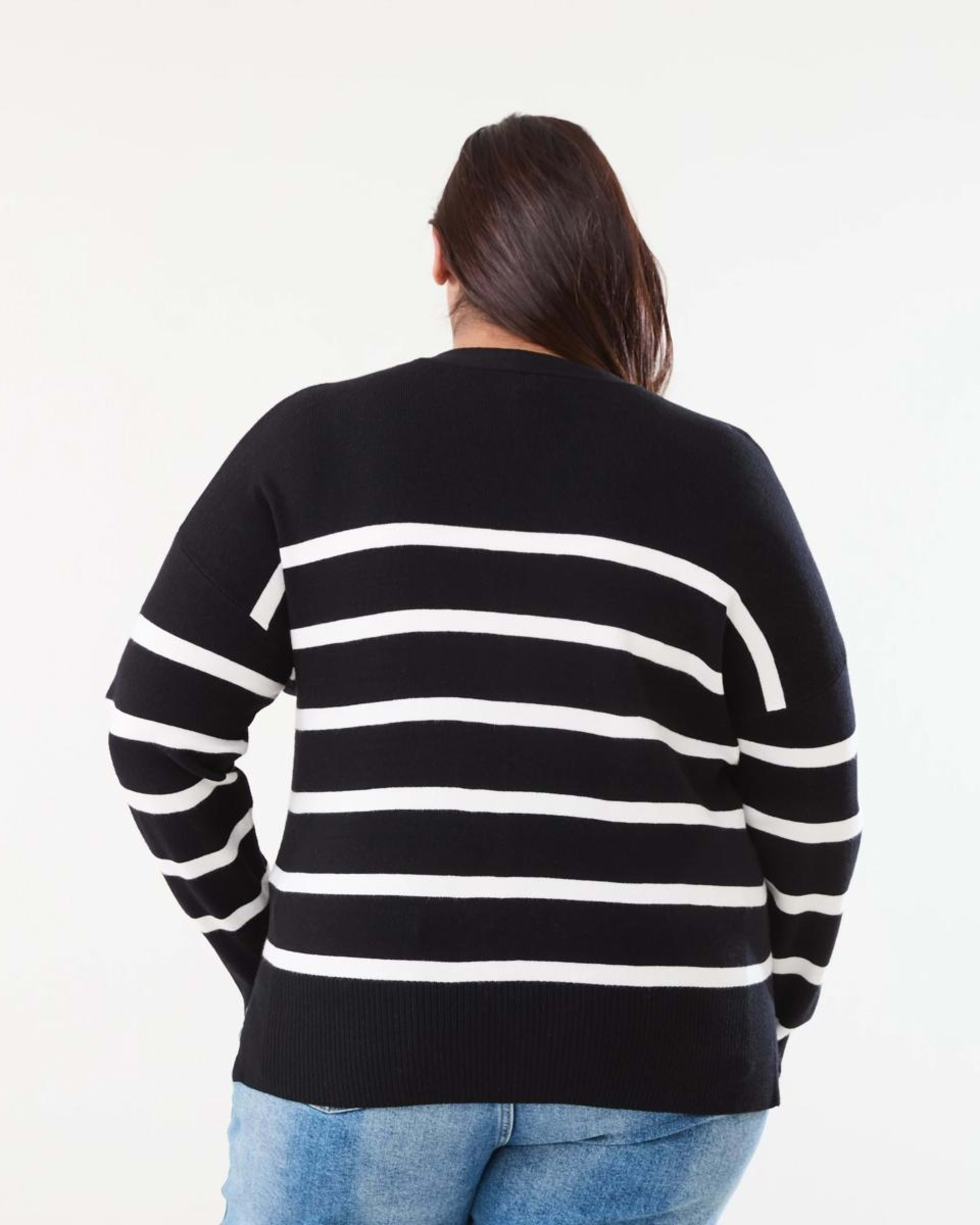 3 Curve Stripe Cardigan BLACK AND WHITE STRIPE, 3 of 5