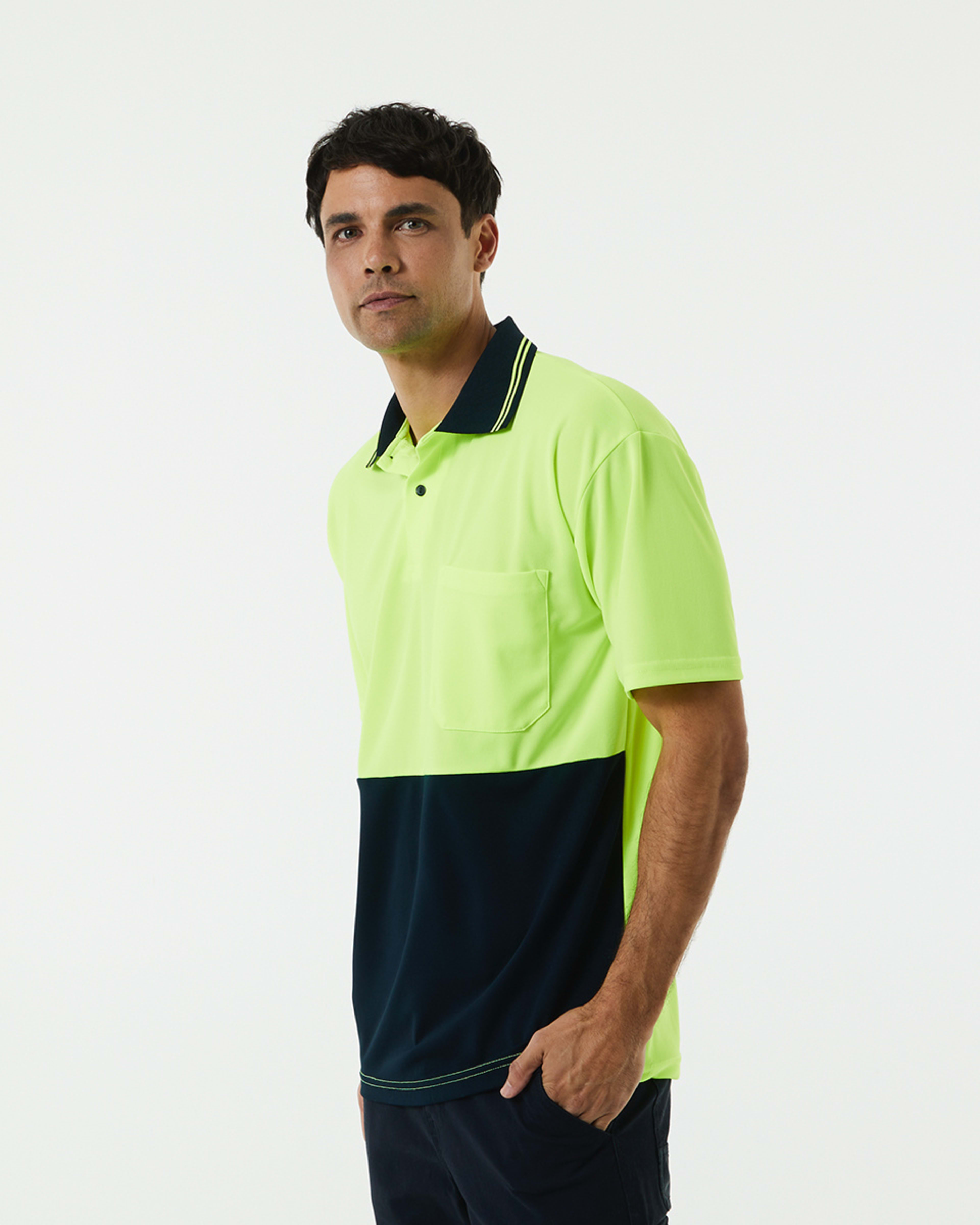 5 Workwear Hi-Visibility Short Sleeve Polo Shirt Yellow, 5 of 10