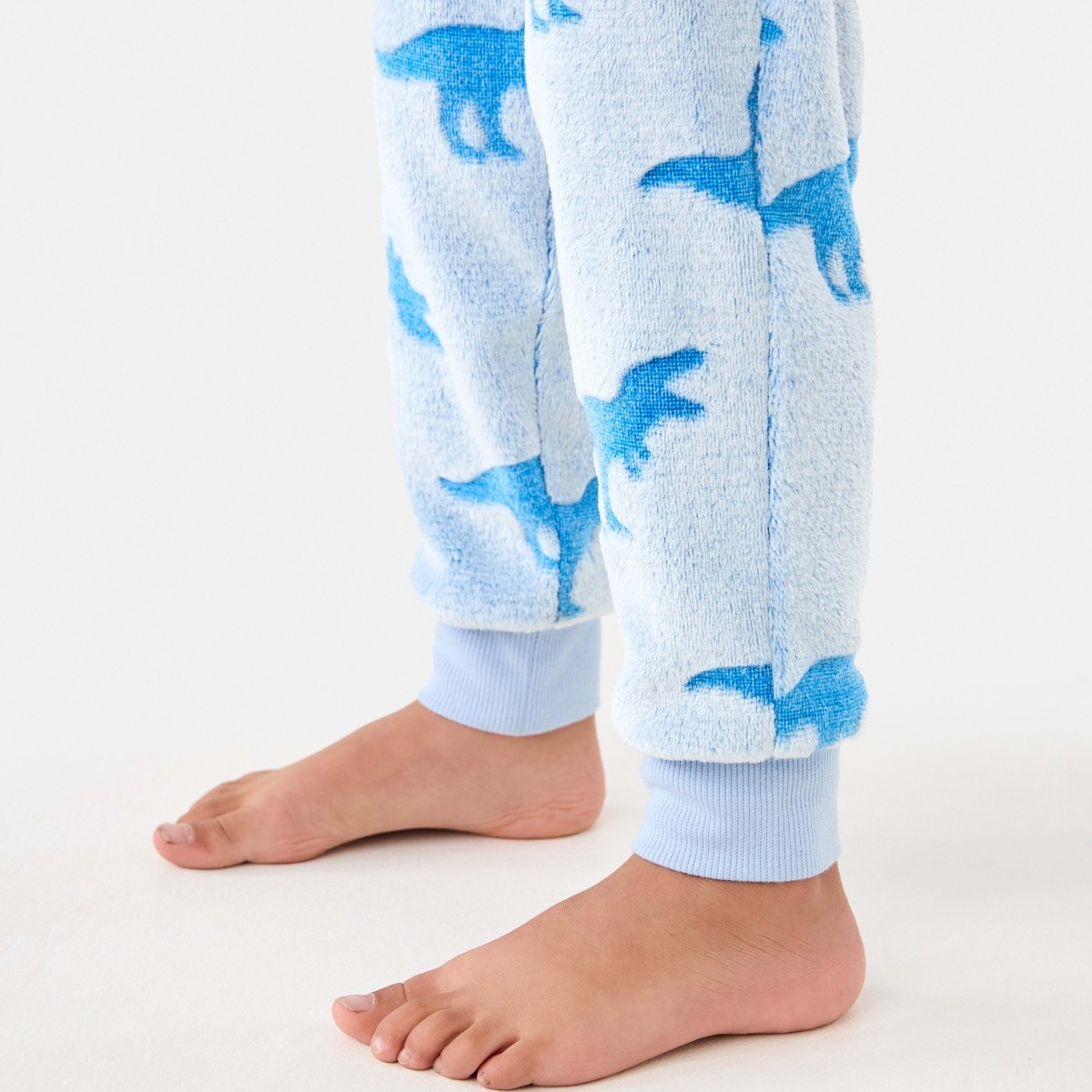 5 Fluffy Pyjama Set Blue Dinos, 5 of 9