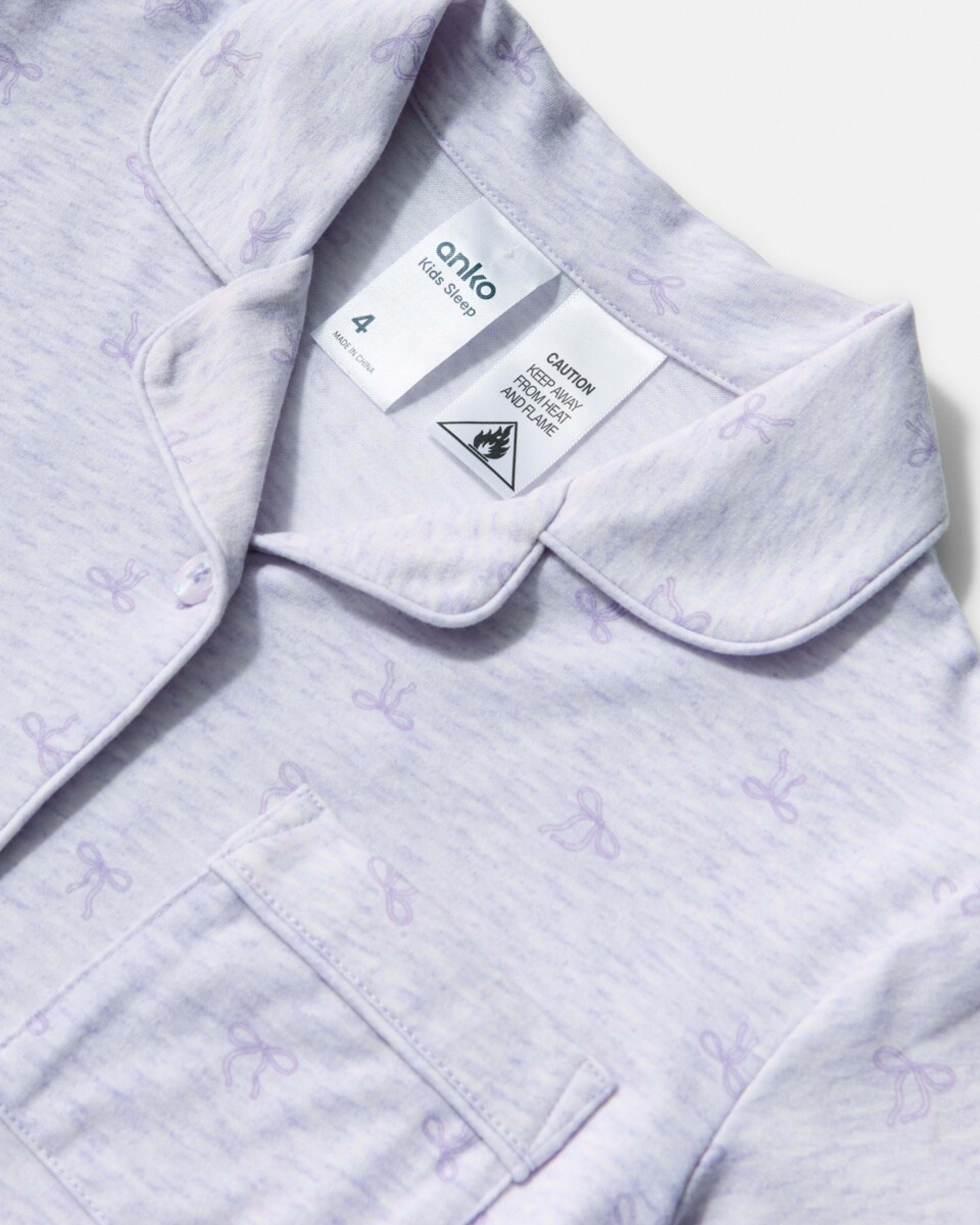 5 Button Through Pyjama Set Pur Bows, 5 of 6