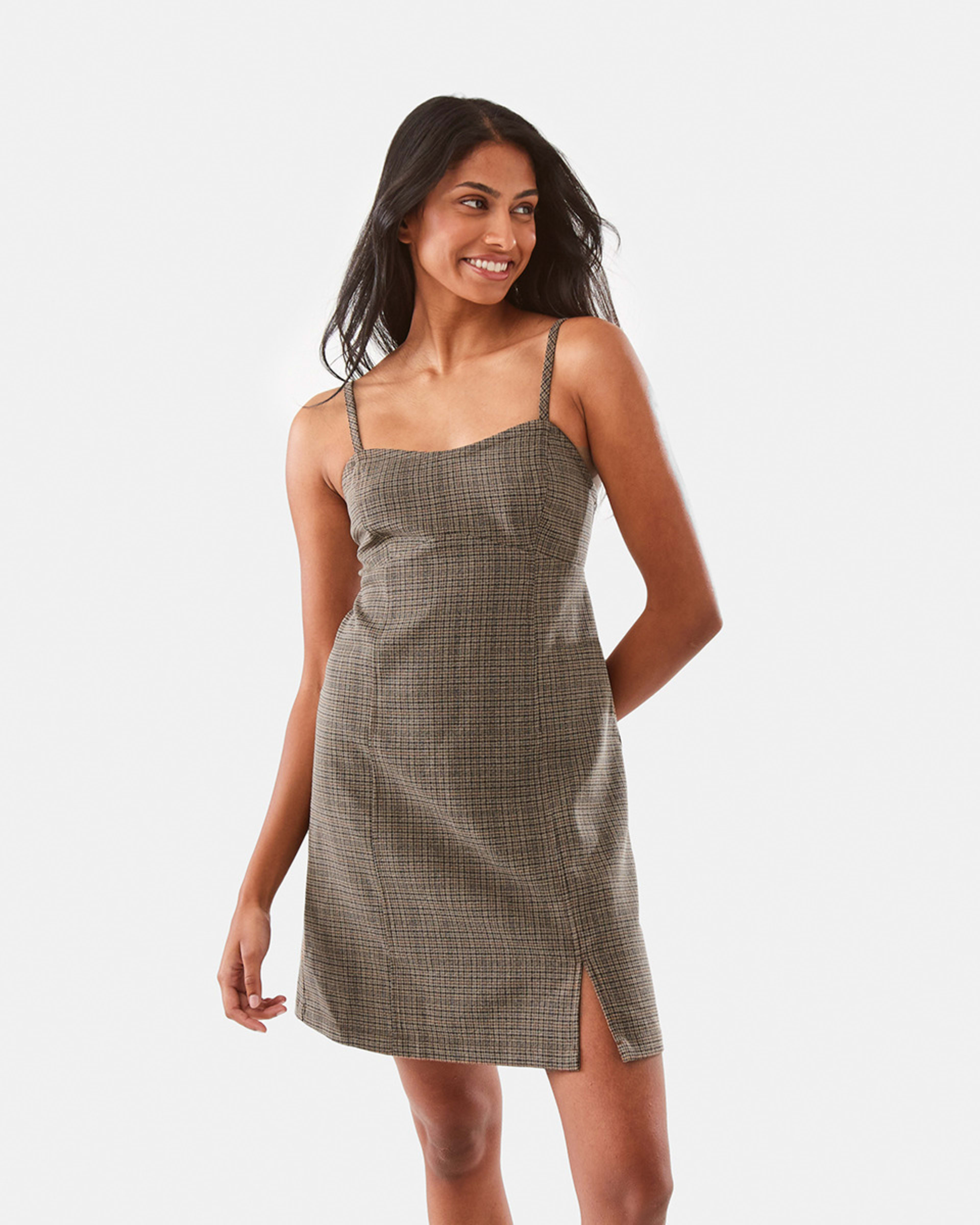 1 Sleeveless Bustier Mini Dress Plaid, 1 of 10