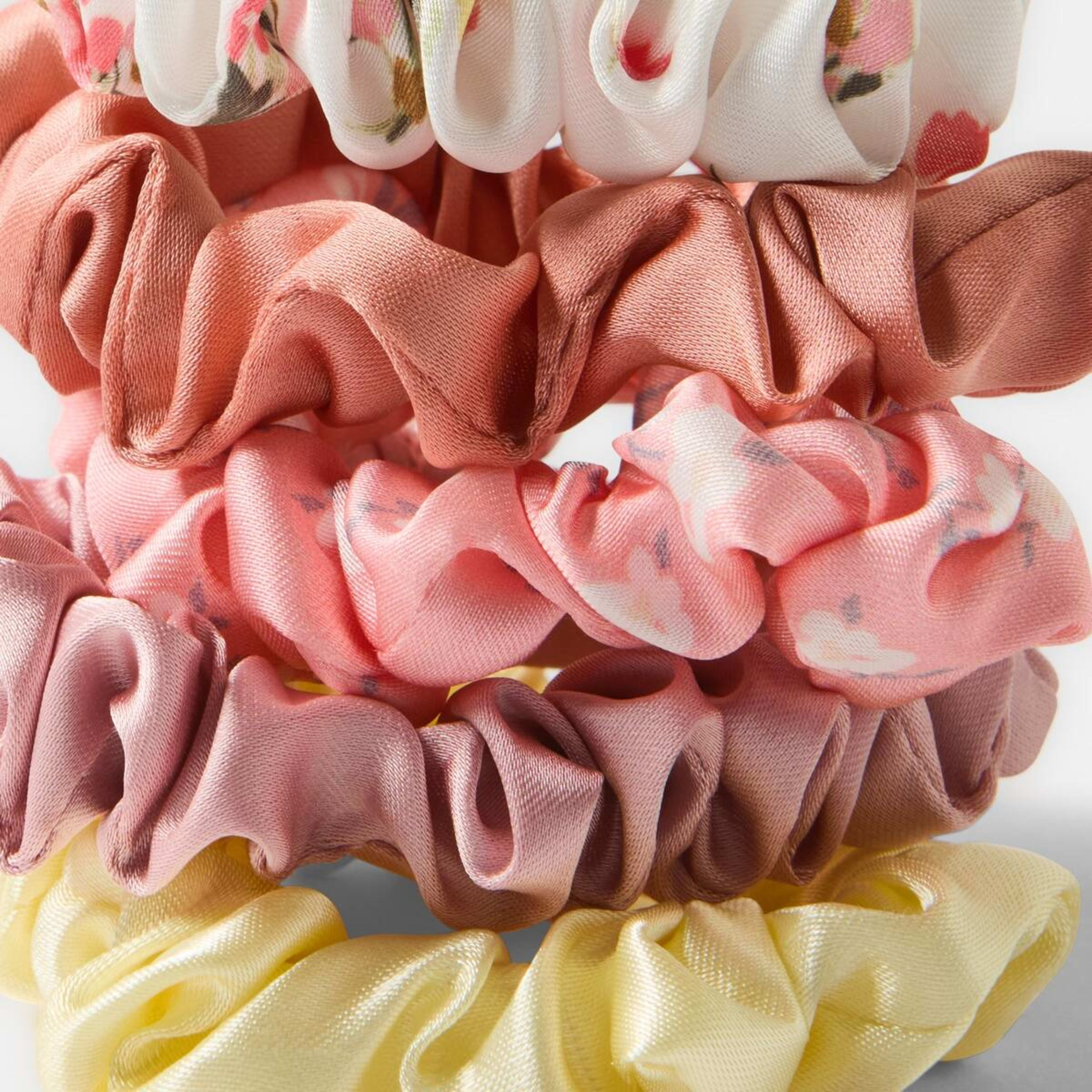 3 5 Pack Satin Mini Print Hair Scrunchies, 3 of 5