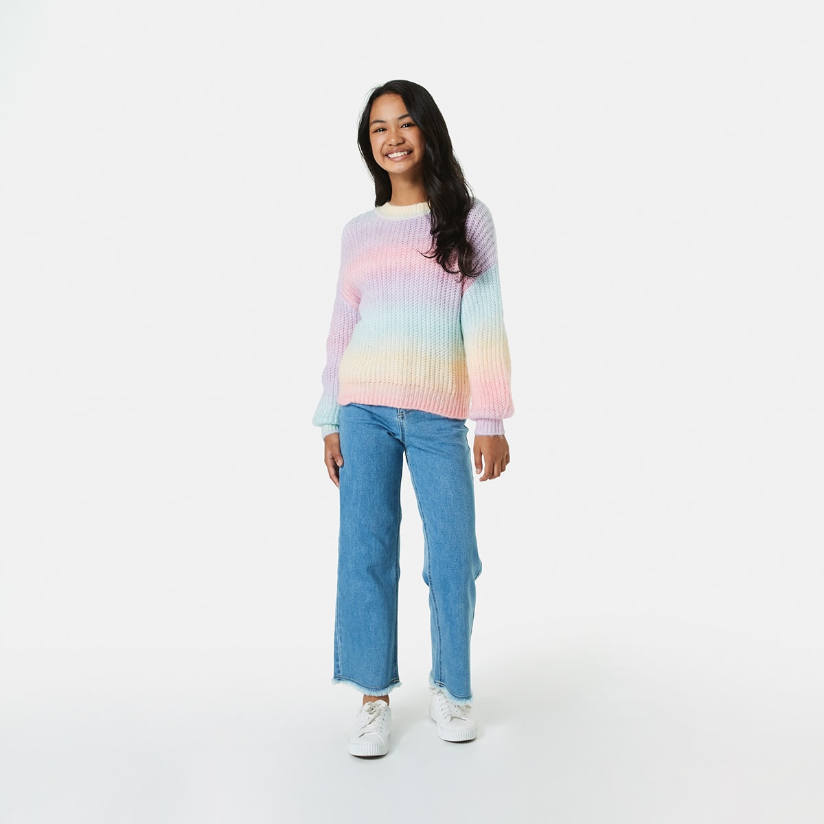 Crew Neck Rainbow Knit Jumper Kmart