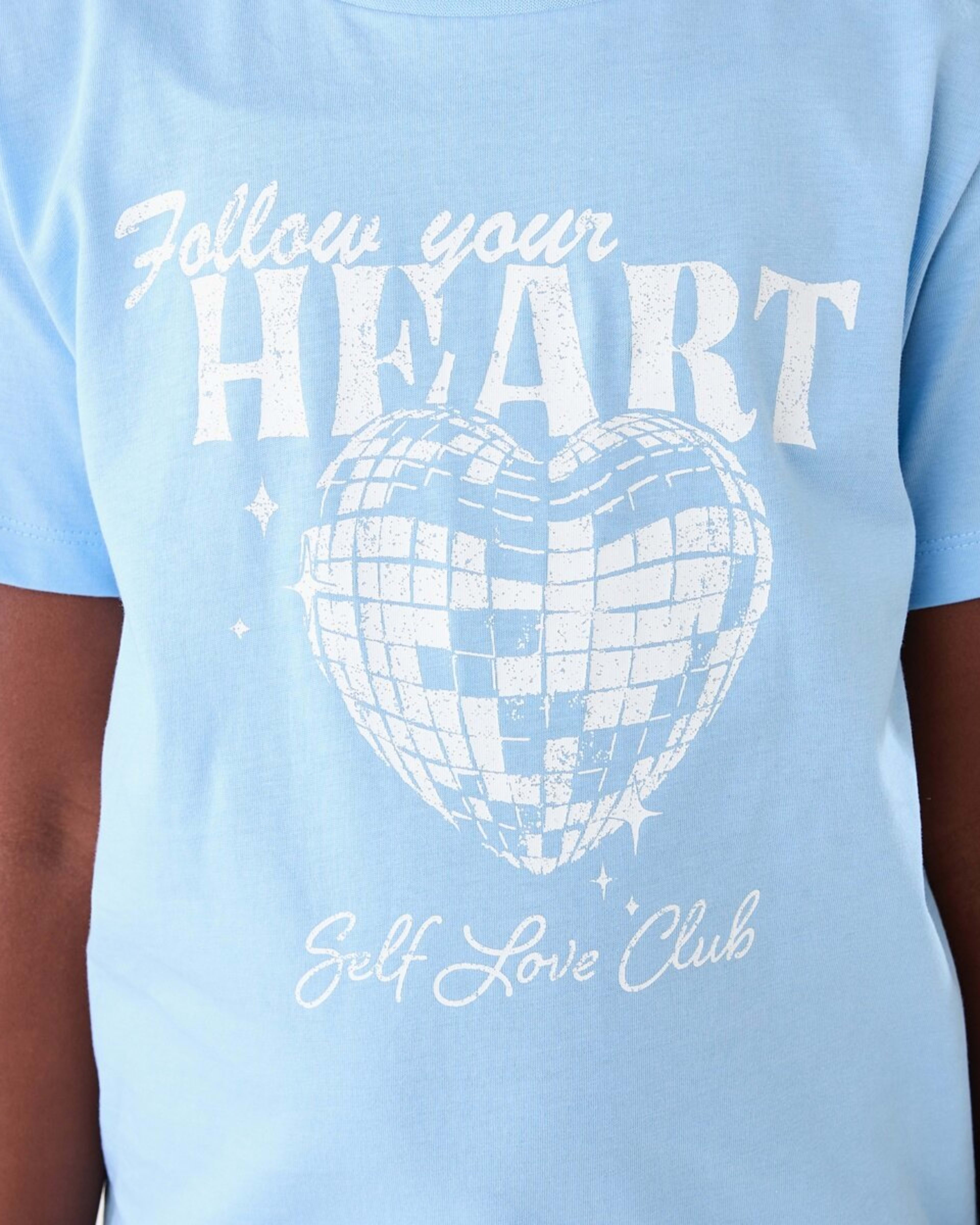 4 Short Sleeve Print T-shirt FOLLOW YOUR HEART BLUE, 4 of 6