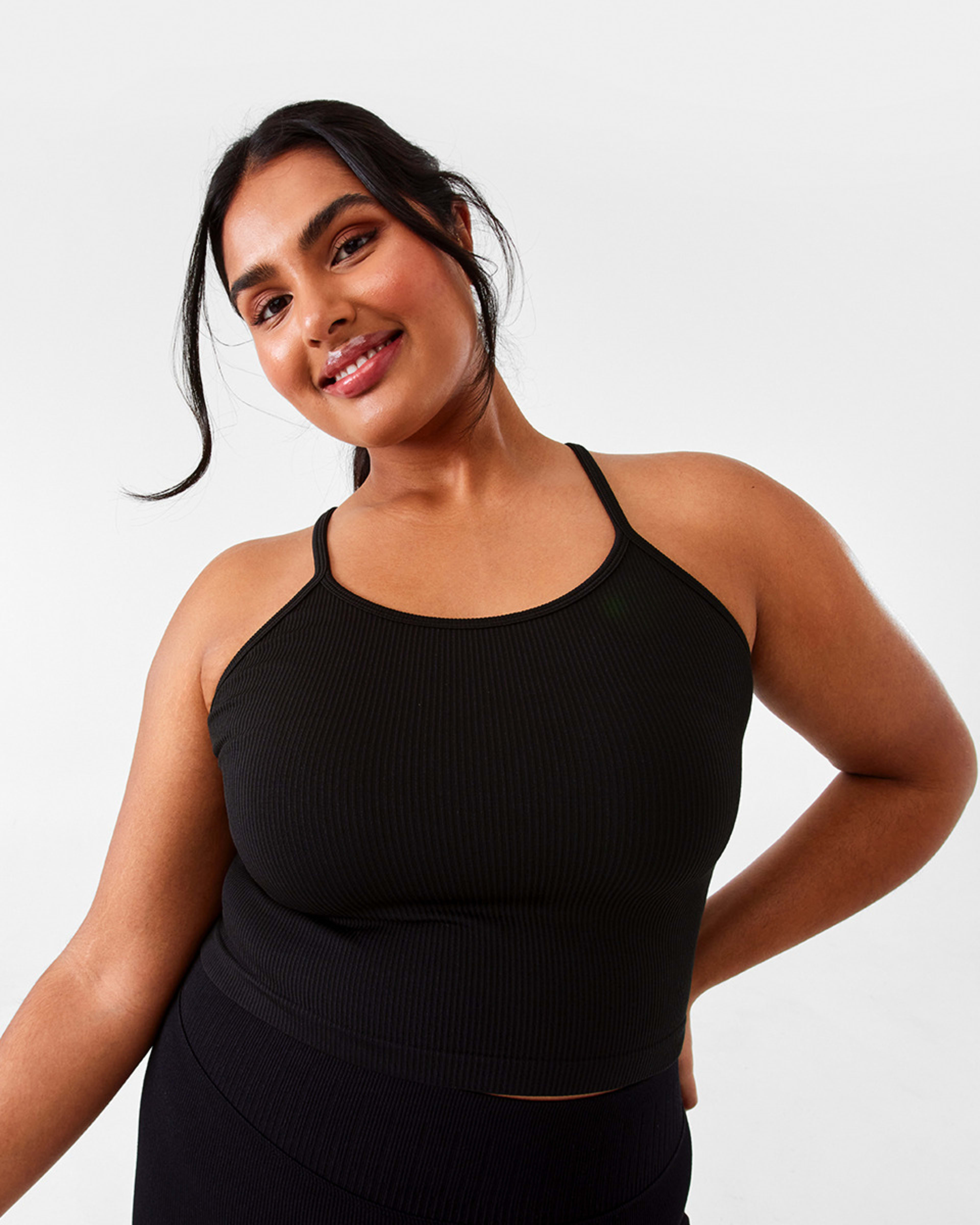 3 Active Womens Seamfree Strappy Tank Black, 3 of 9