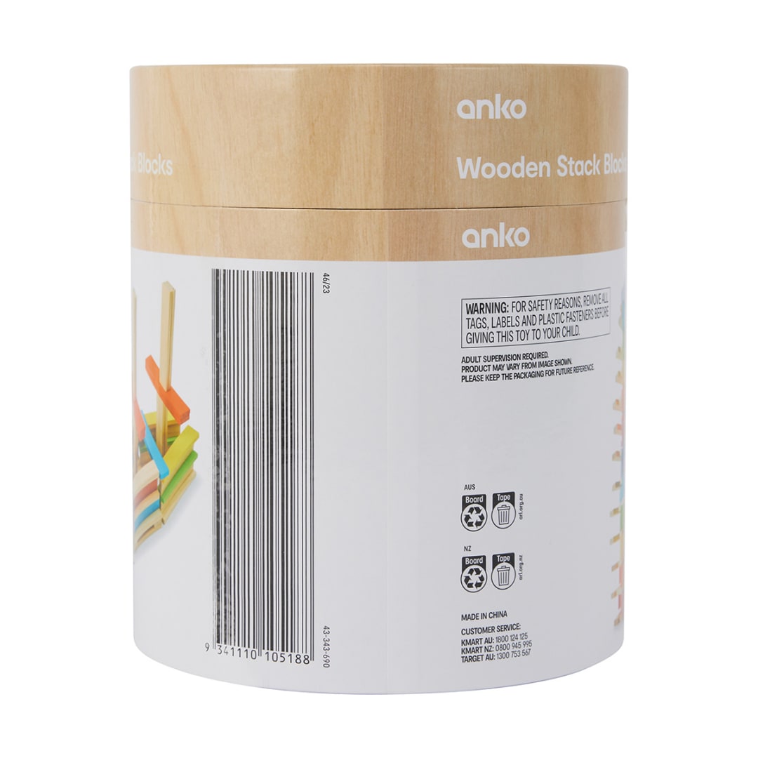 100 Piece Wooden Stack Blocks Playset Kmart