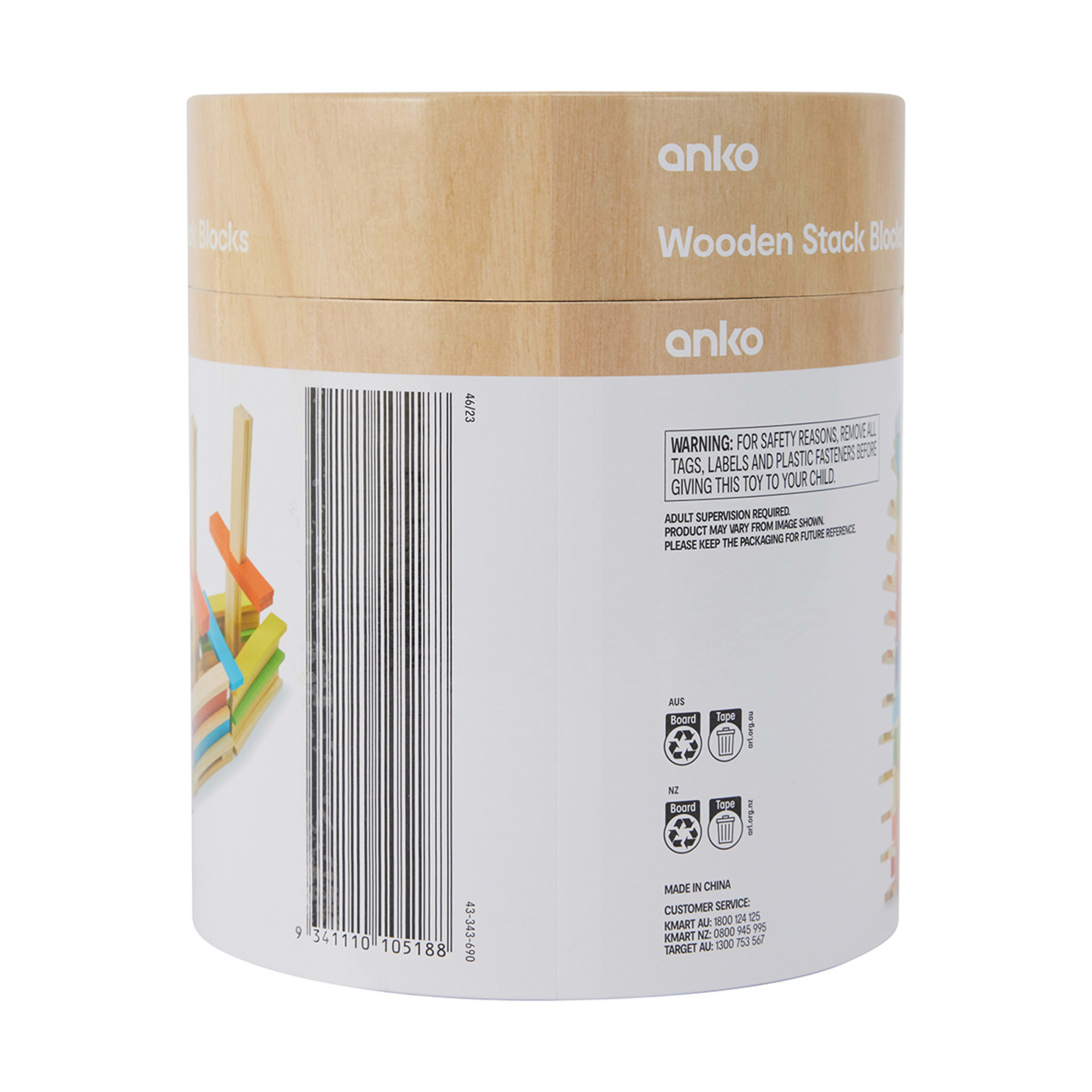 100 Piece Wooden Stack Blocks Playset Kmart