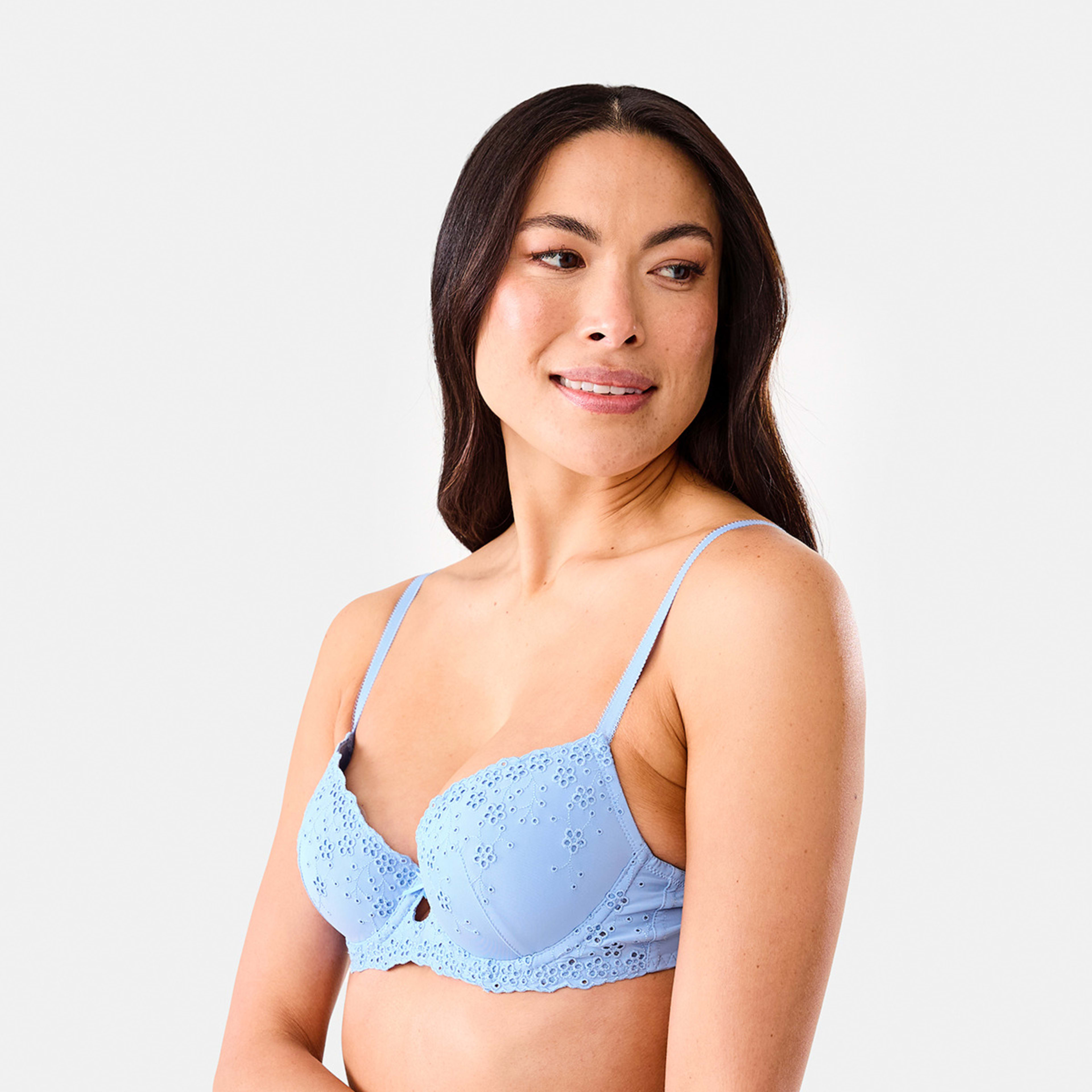 2 Co-ordinated Broderie T-shirt Bra Fthr Blue, 2 of 7