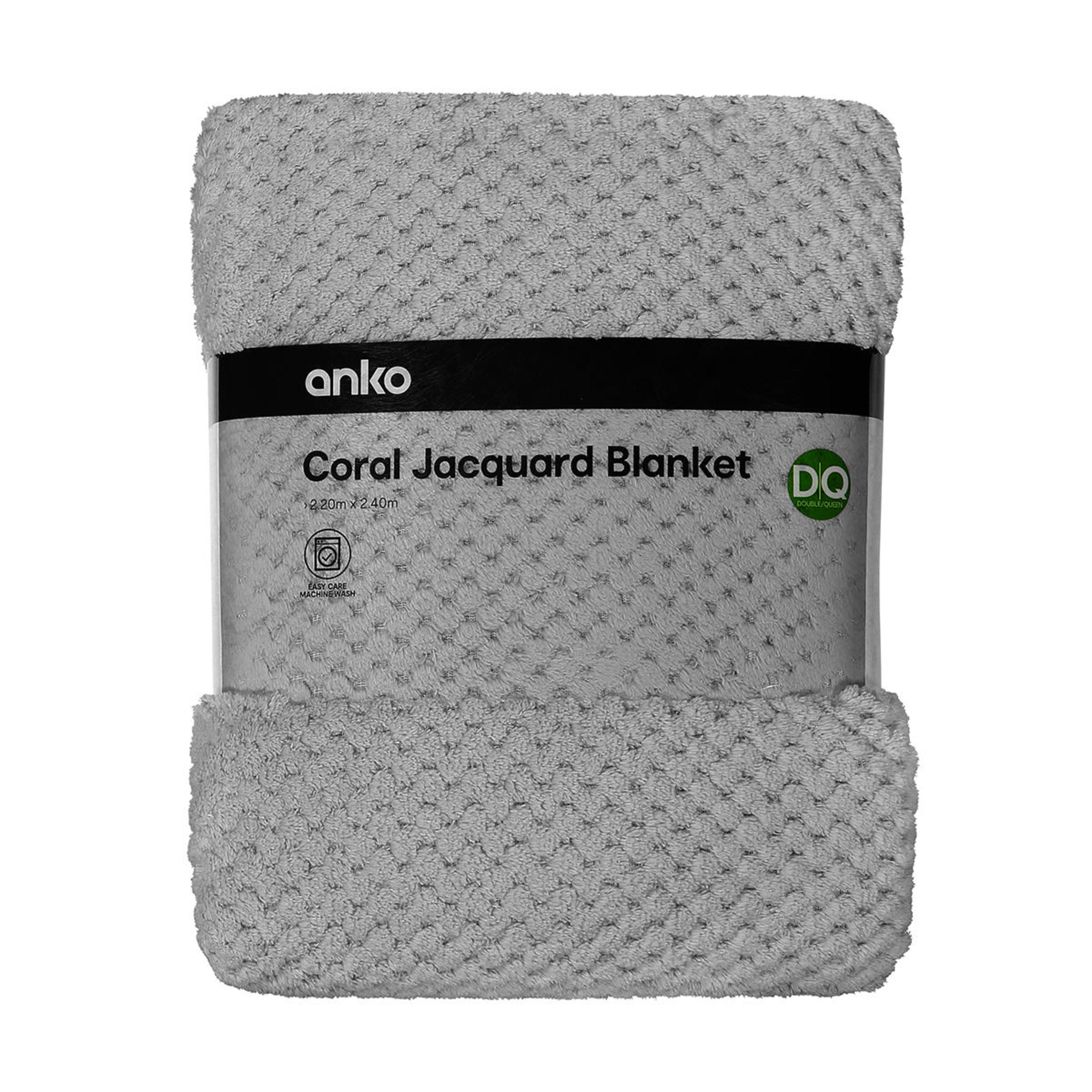 Coral Jacquard Blanket Double/Queen Bed, Grey Kmart