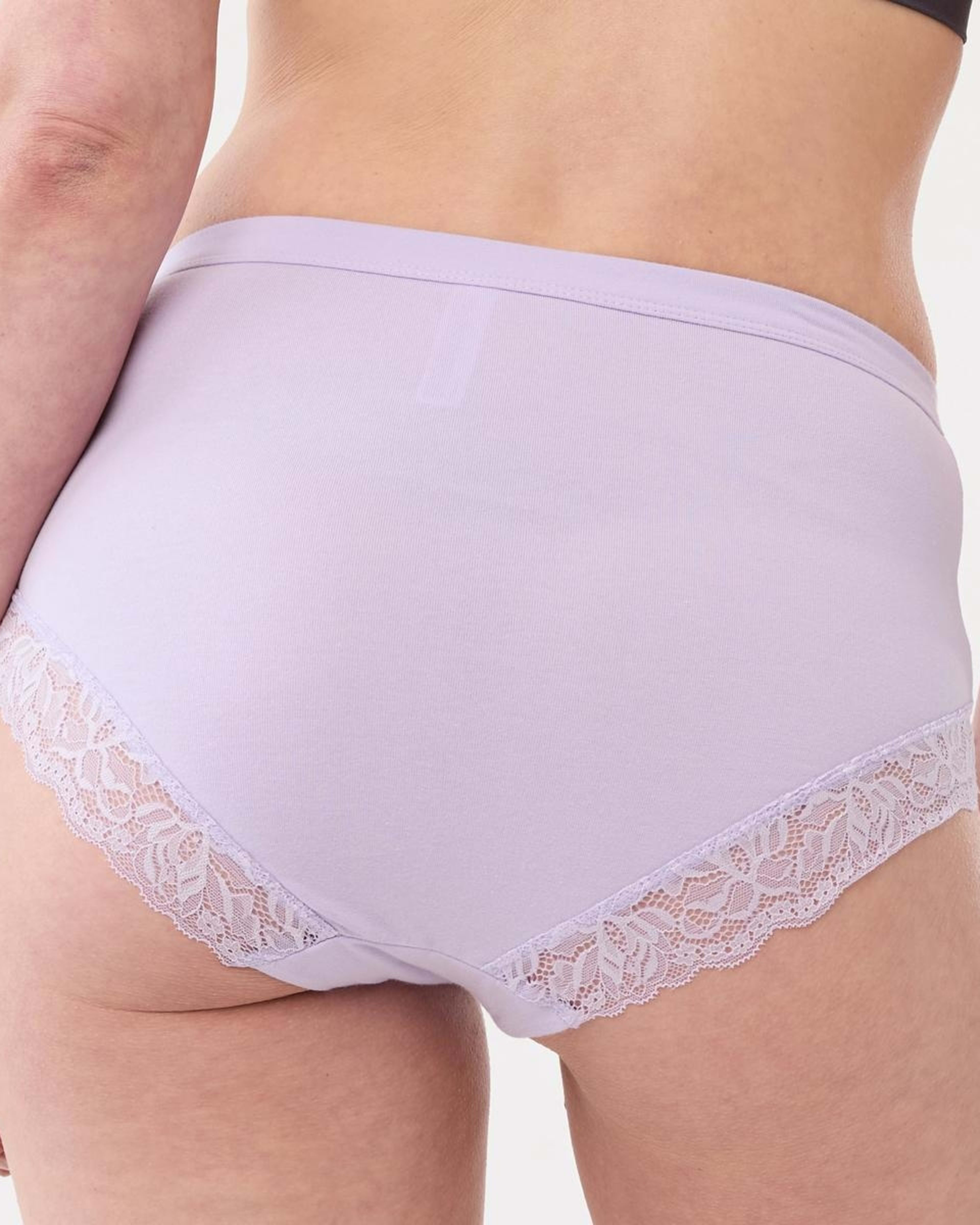 6 3 Pack Lace Trim Cotton Full Briefs BRIGHT LAVENDER, CLOUD DANCER, DEEP NAVY, 6 of 7