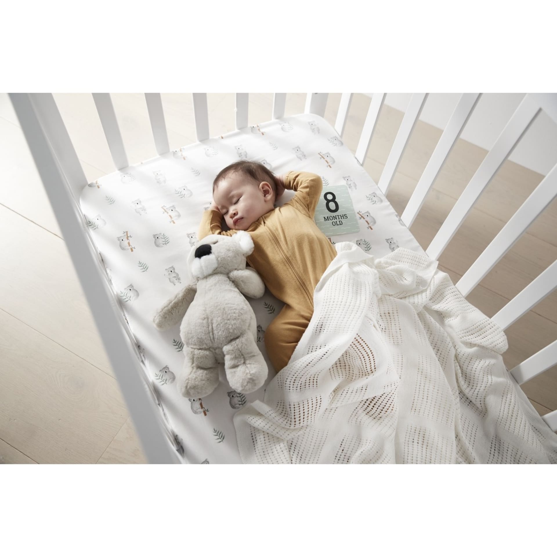 2 Organic Cotton Fitted Cot Sheets Koala Print Kmart