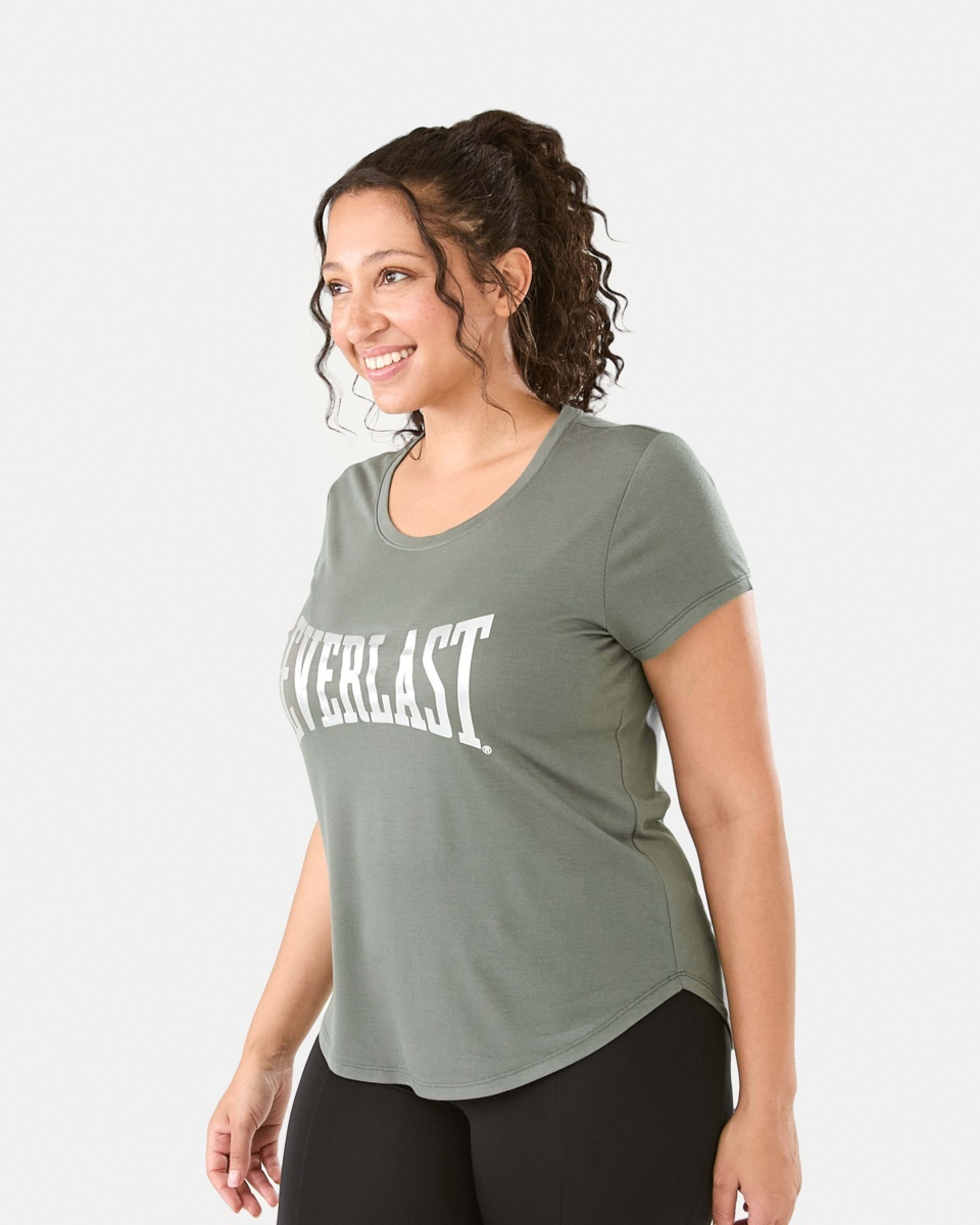 2 Everlast Womens Scoop Neck T-shirt Olive, 2 of 6