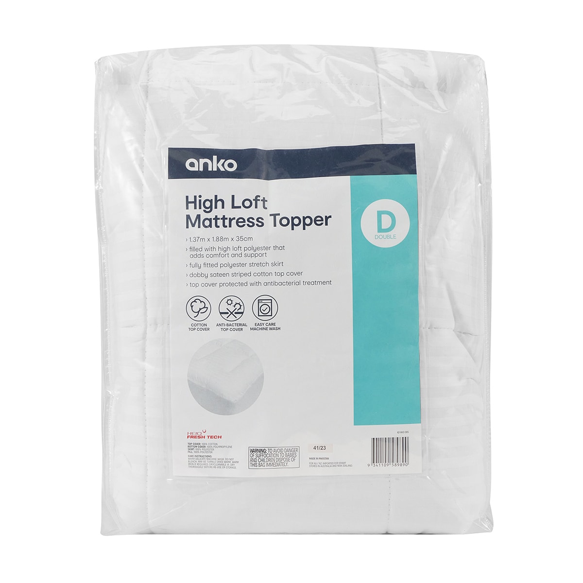 High Loft Mattress Topper Double Bed, White Kmart NZ