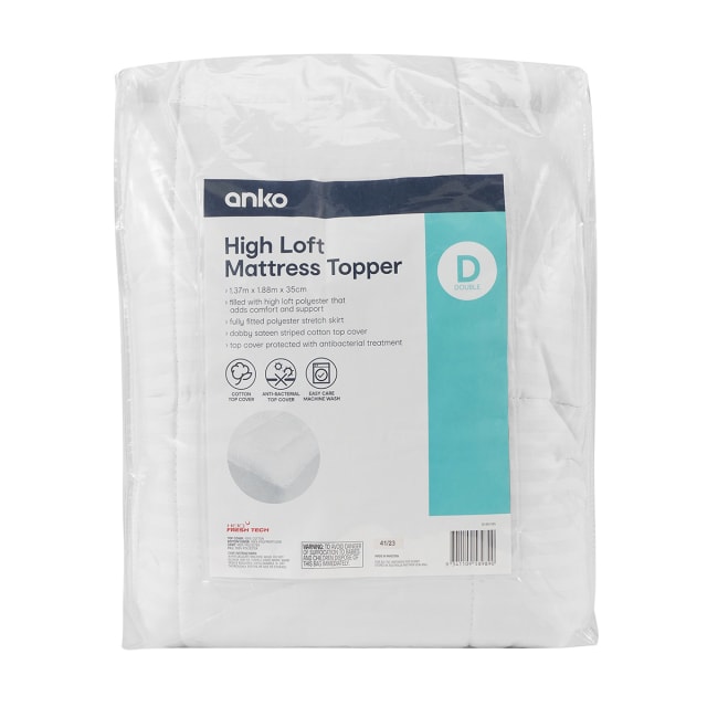 High Loft Mattress Topper Double Bed, White Kmart NZ
