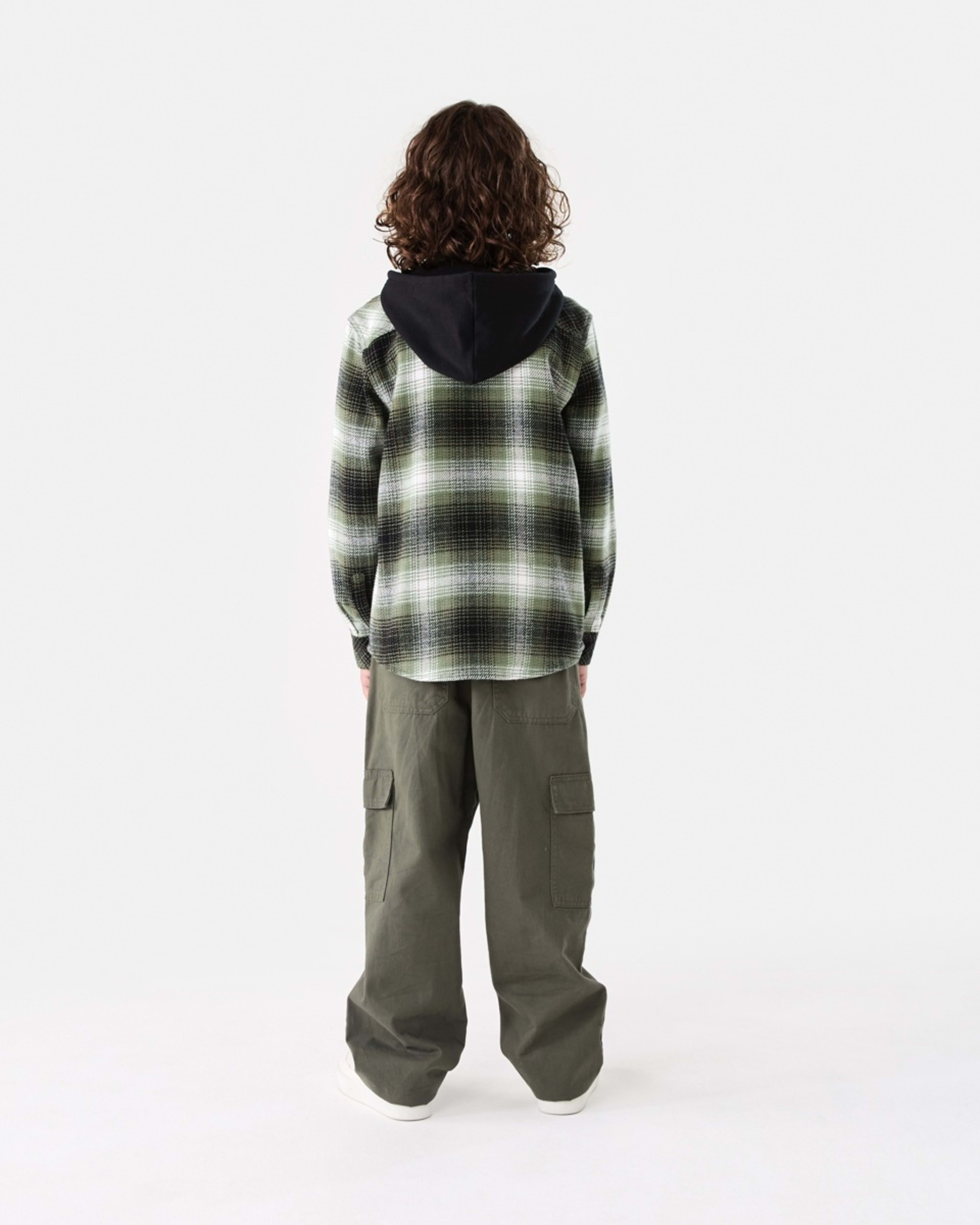 8 Long Sleeve Hooded Flannel Shirt Grn Check, 8 of 8